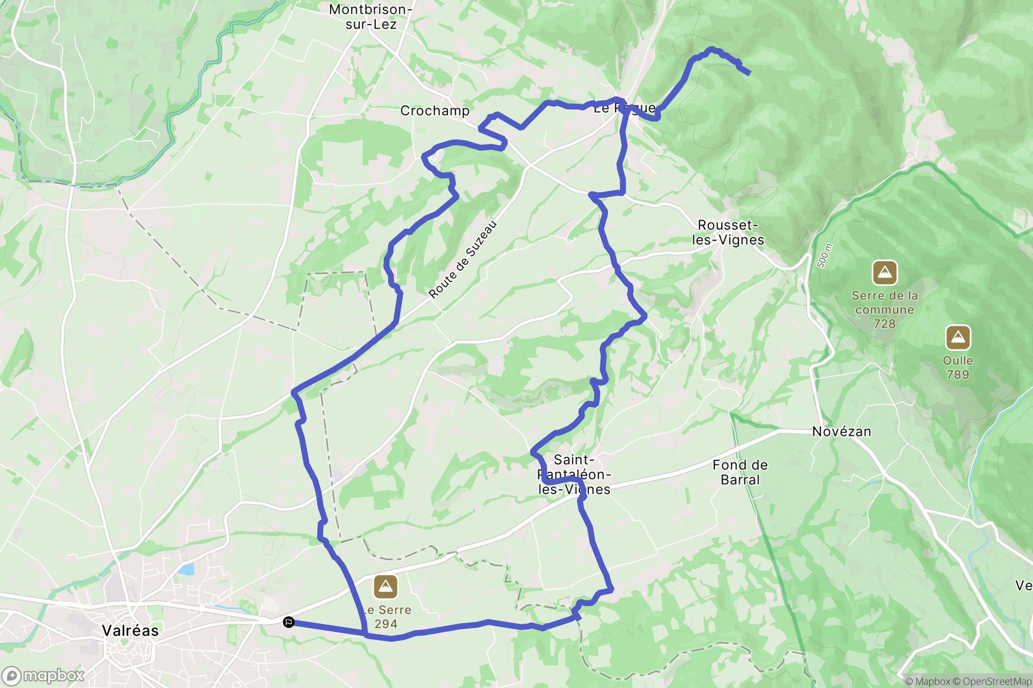 Valréas : carte du parcours de randonnée - France