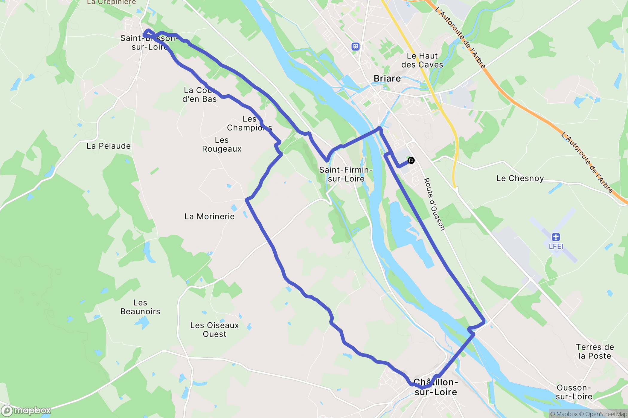 Briare : carte du parcours de randonnée - France