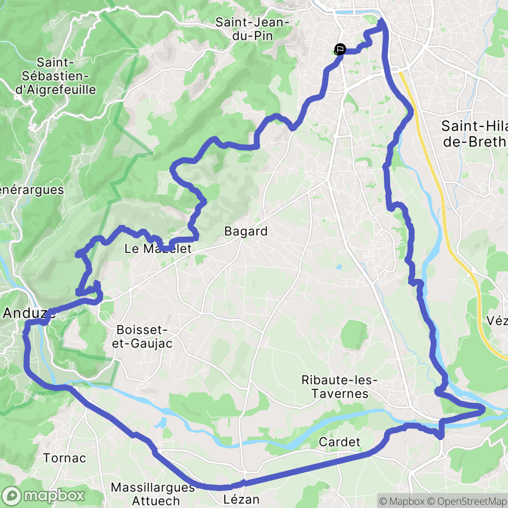 Alès : carte du parcours de randonnée - France