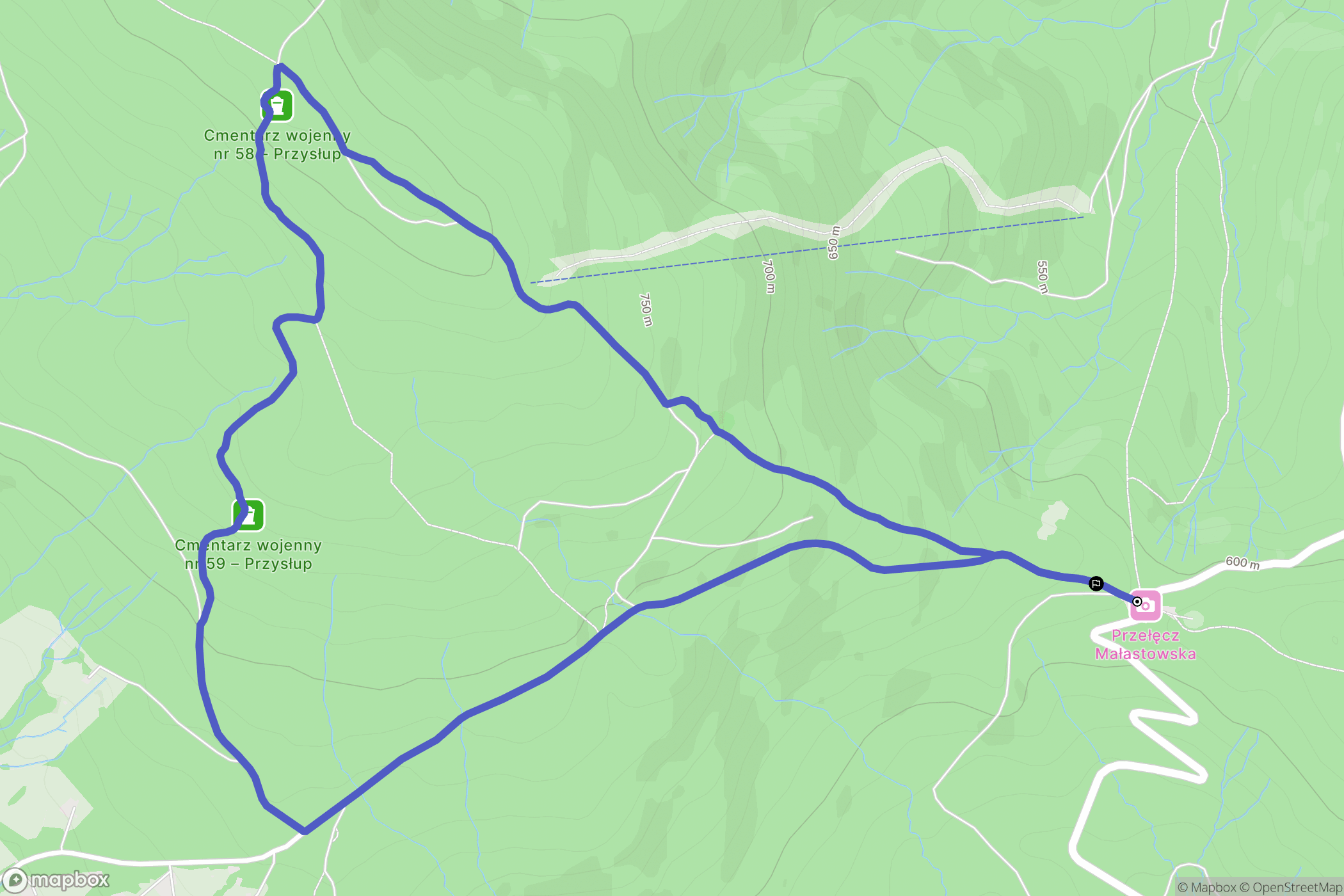 Małastów: mapa trasy - Poland