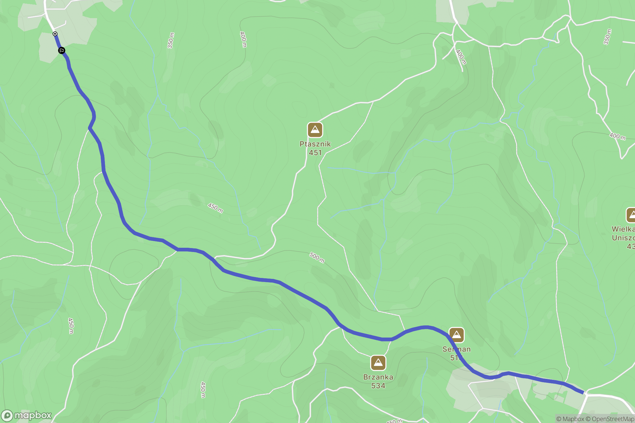 Bistuszowa: mapa trasy - Poland