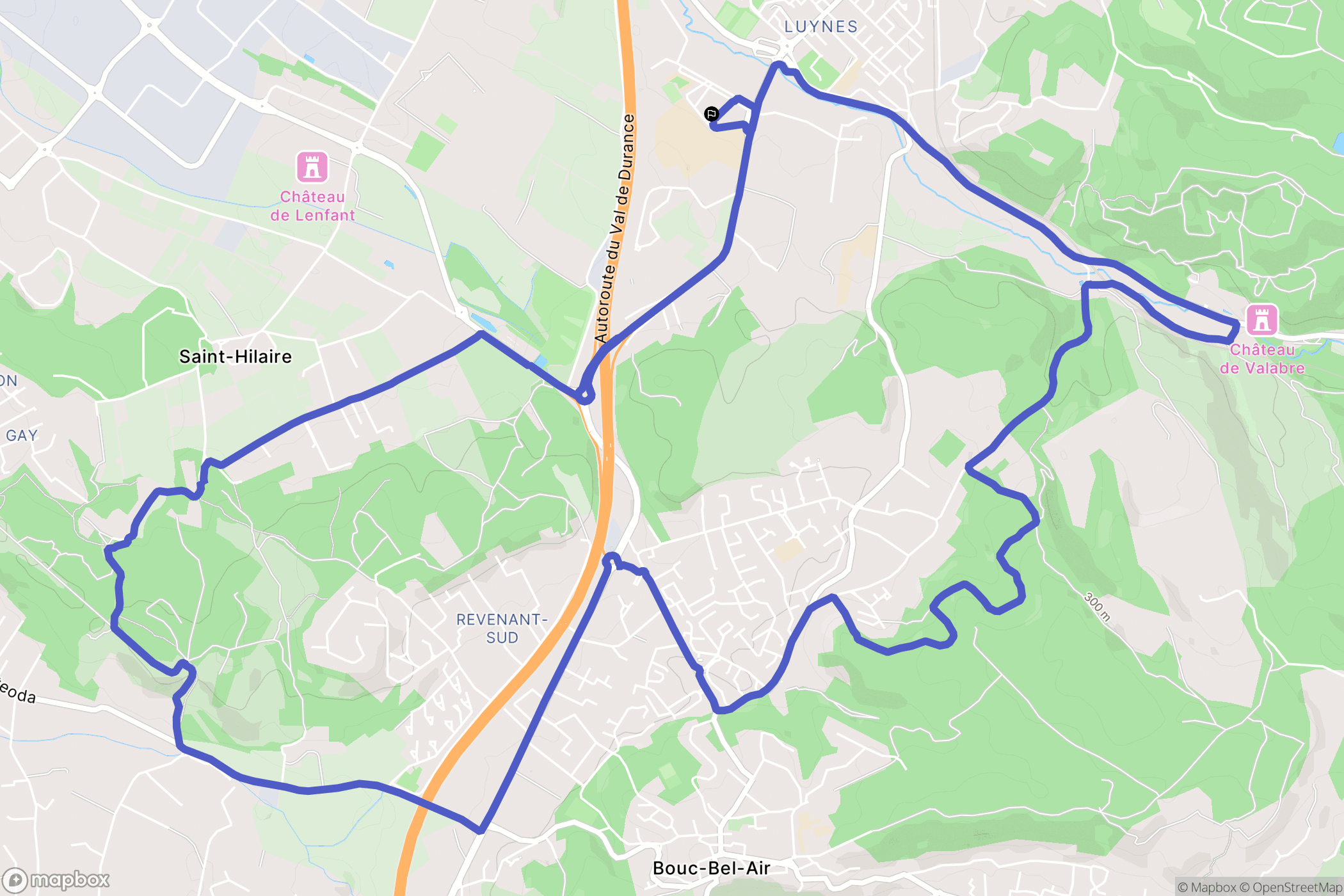 Aix-en-Provence : carte du parcours de randonnée - France