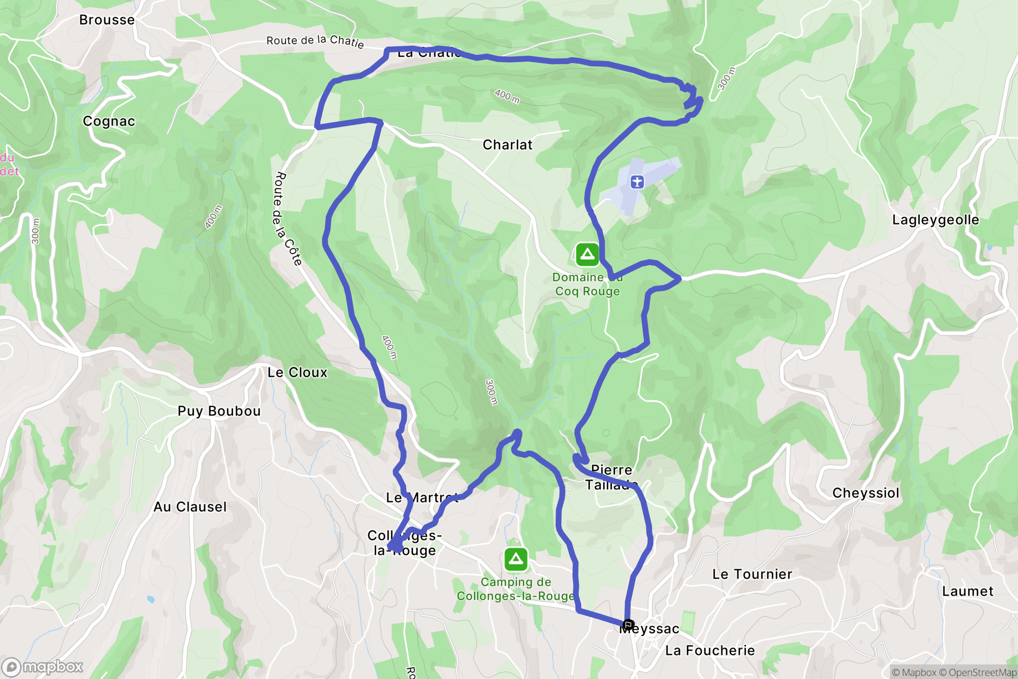 Meyssac : carte du parcours de randonnée - France