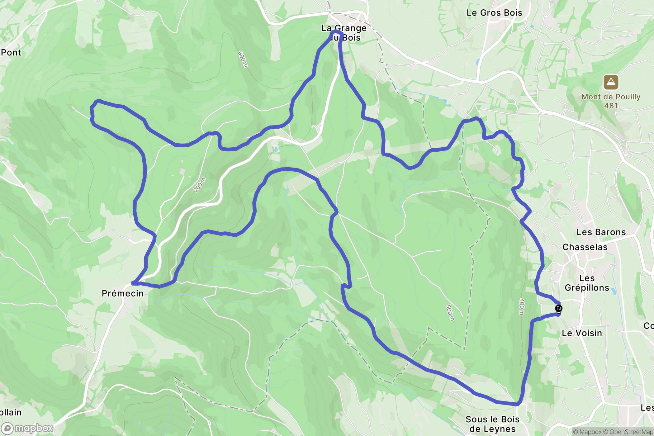 Chasselas : carte du parcours de randonnée - France