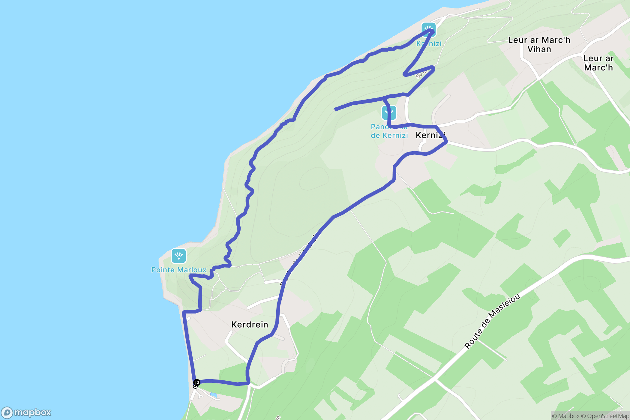 Plougastel-Daoulas : carte du parcours de randonnée - France