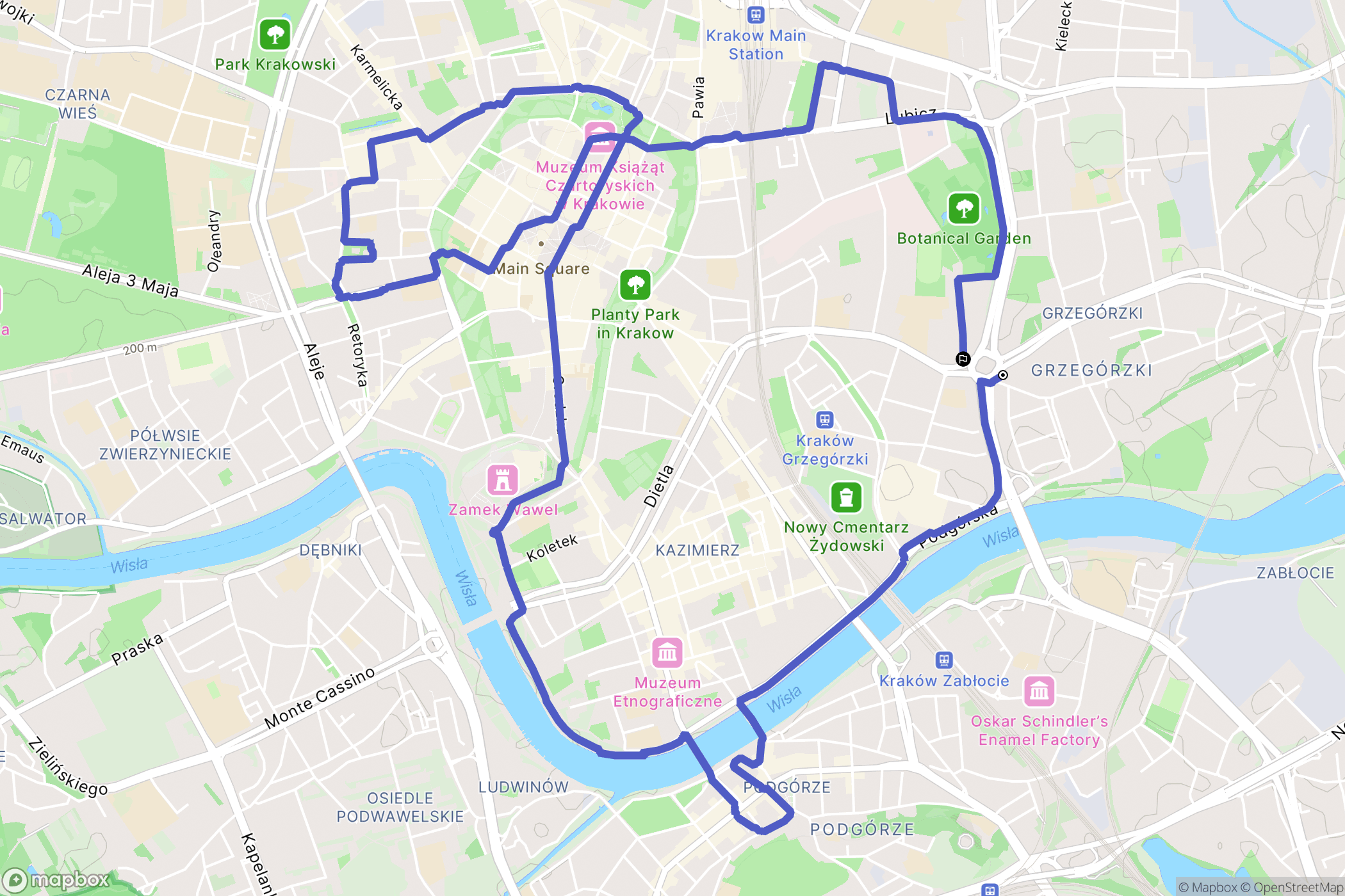 Kraków: mapa trasy - Poland