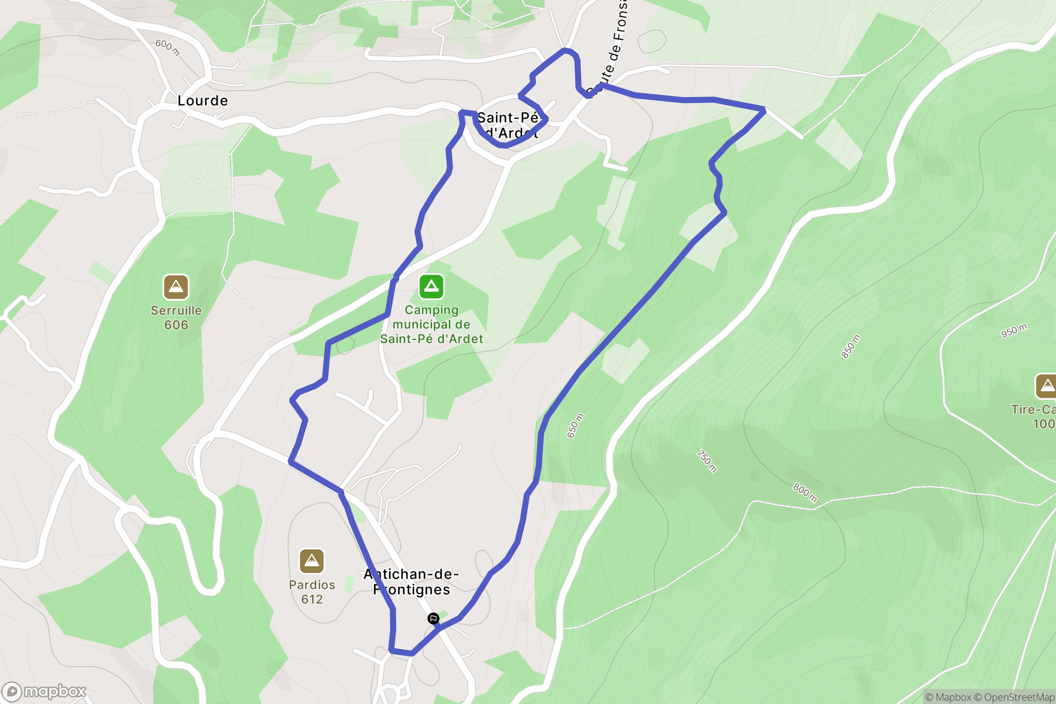 Antichan-de-Frontignes : carte du parcours de randonnée - France