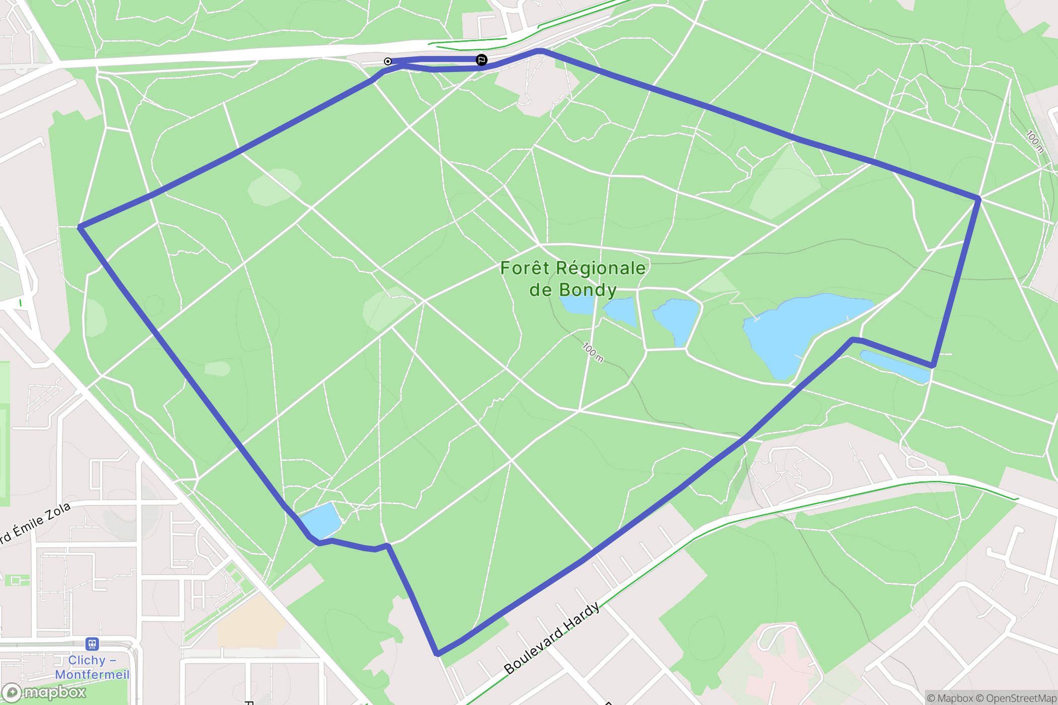 Clichy-sous-Bois : carte du parcours de randonnée - France