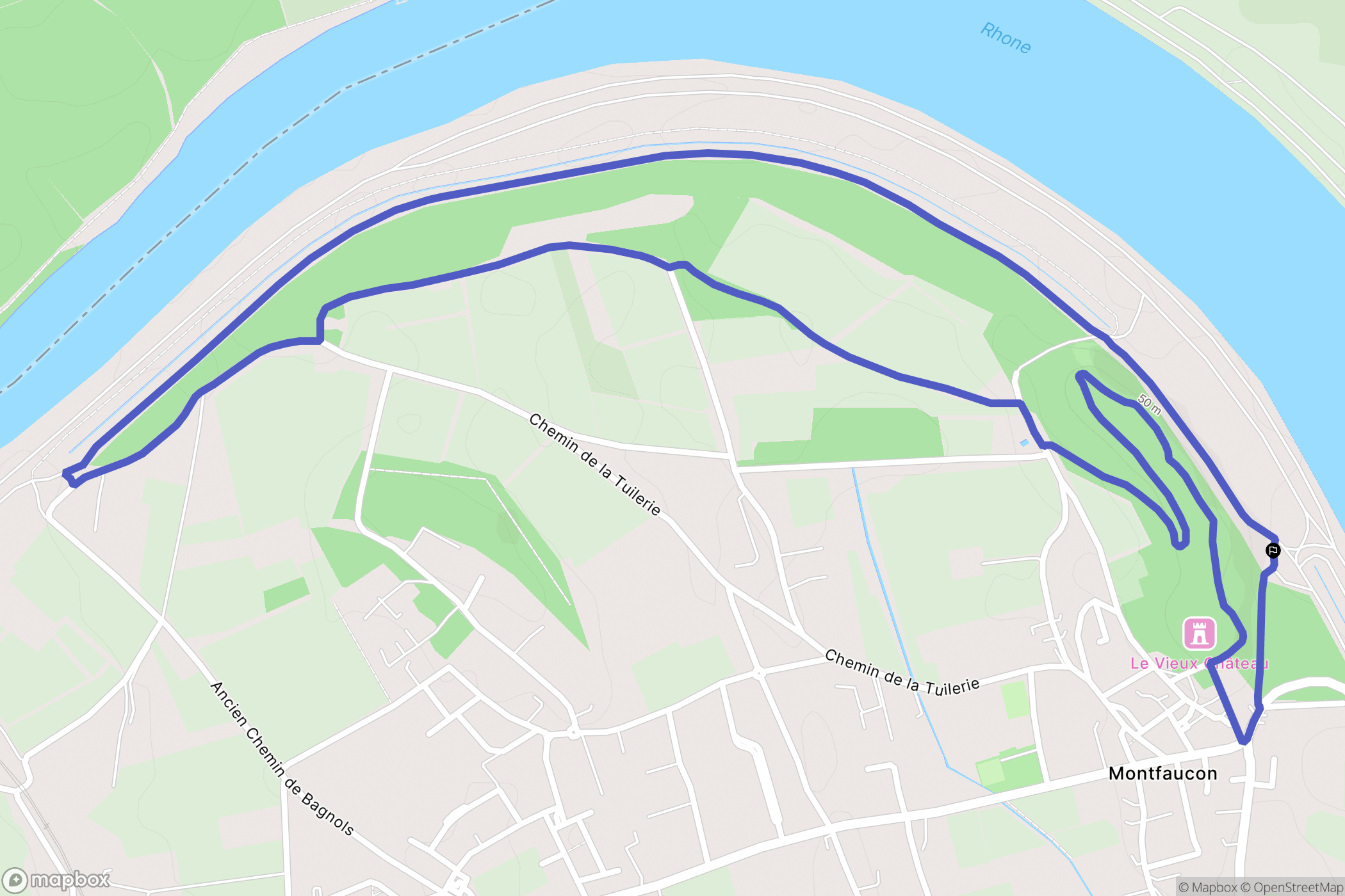 Montfaucon : carte du parcours de randonnée - France