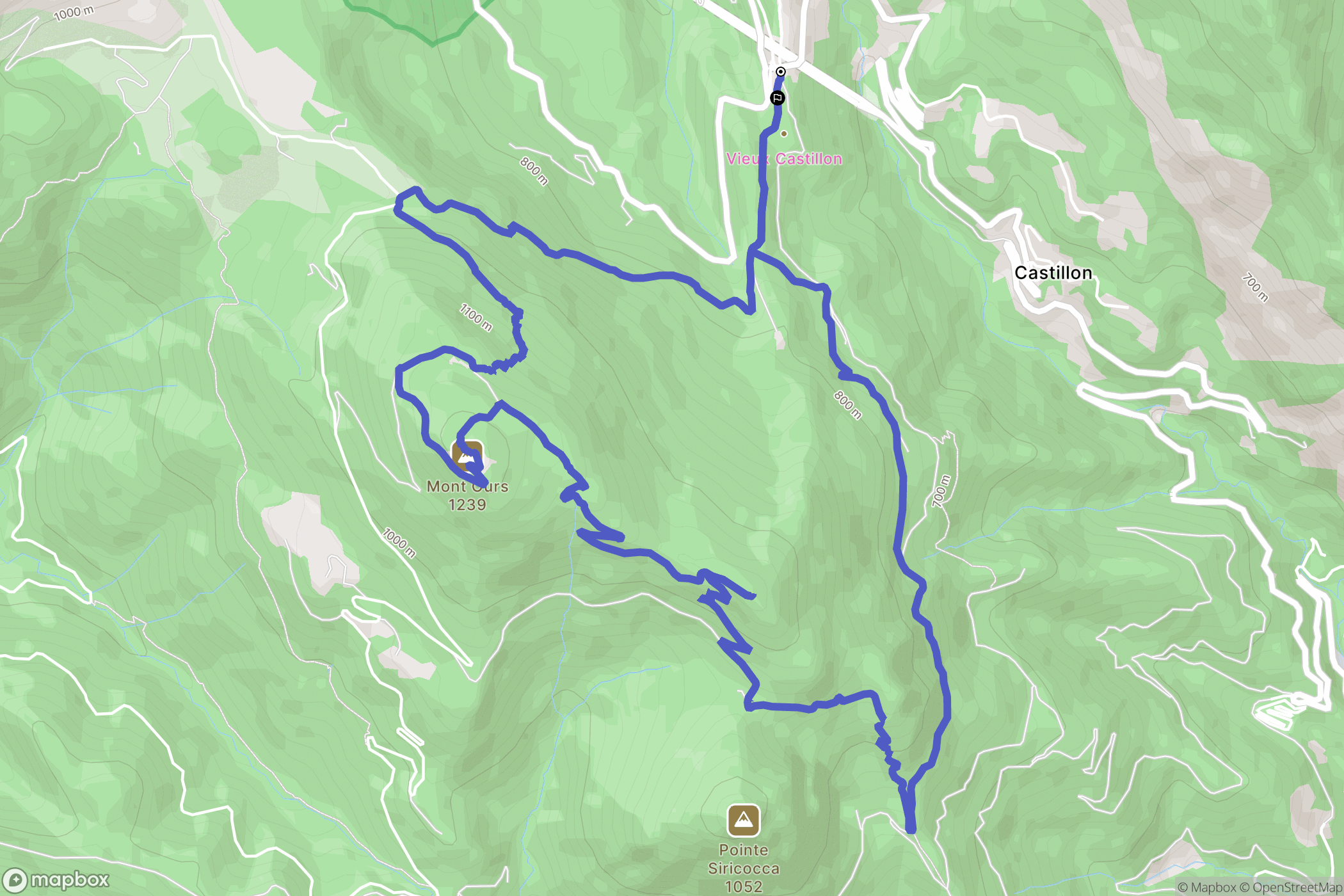 Castillon : carte du parcours de randonnée - France