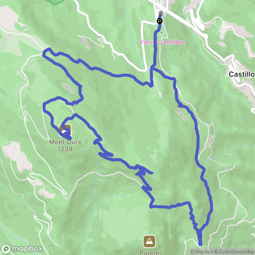 Castillon : carte du parcours de randonnée - France