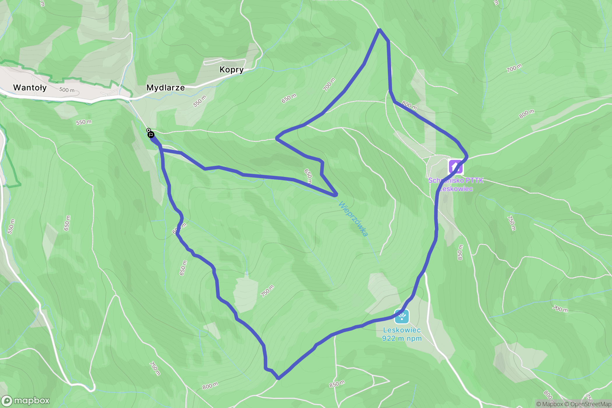 Rzyki: mapa trasy - Poland