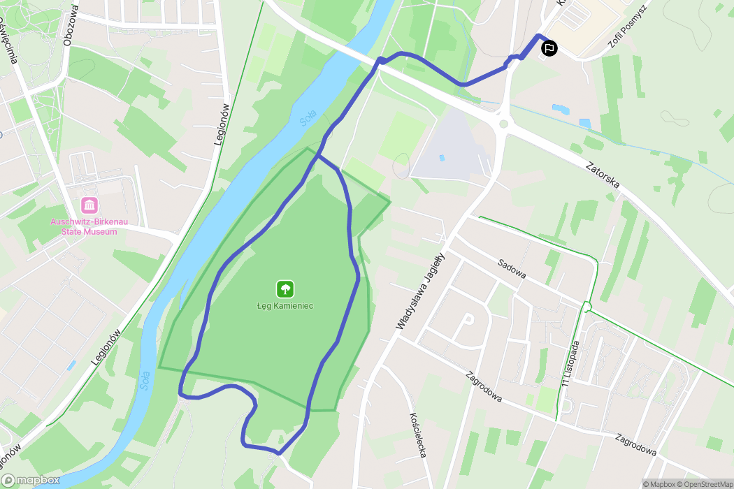 Oświęcim: mapa trasy - Poland