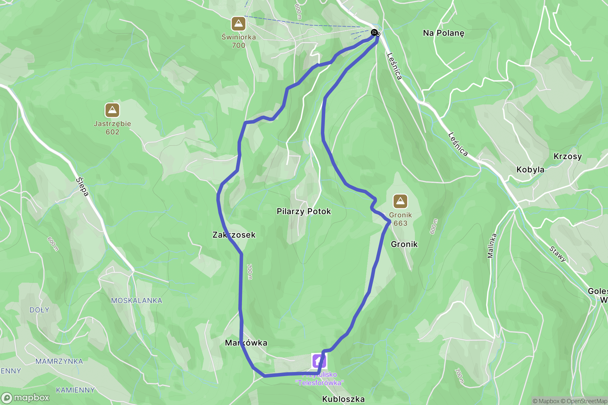 Brenna: mapa trasy - Poland