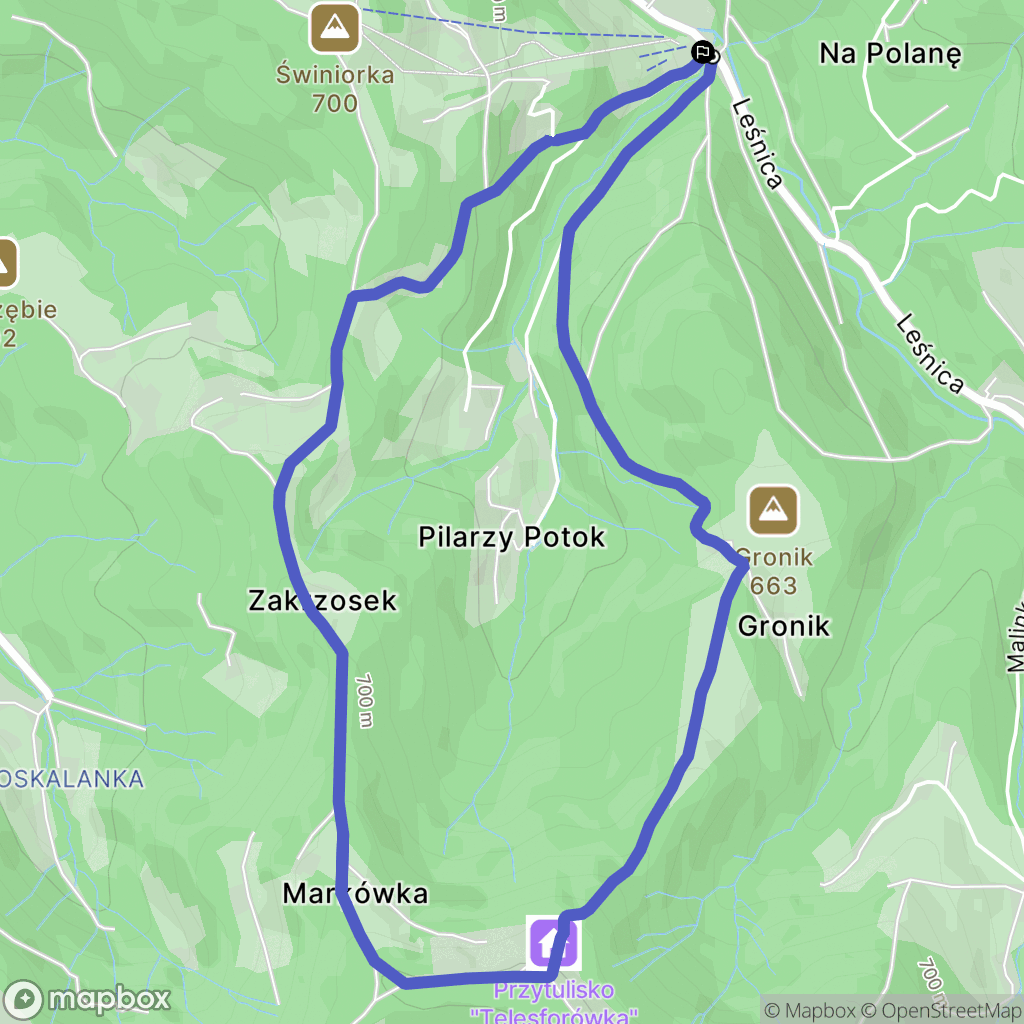 Brenna: mapa trasy - Poland
