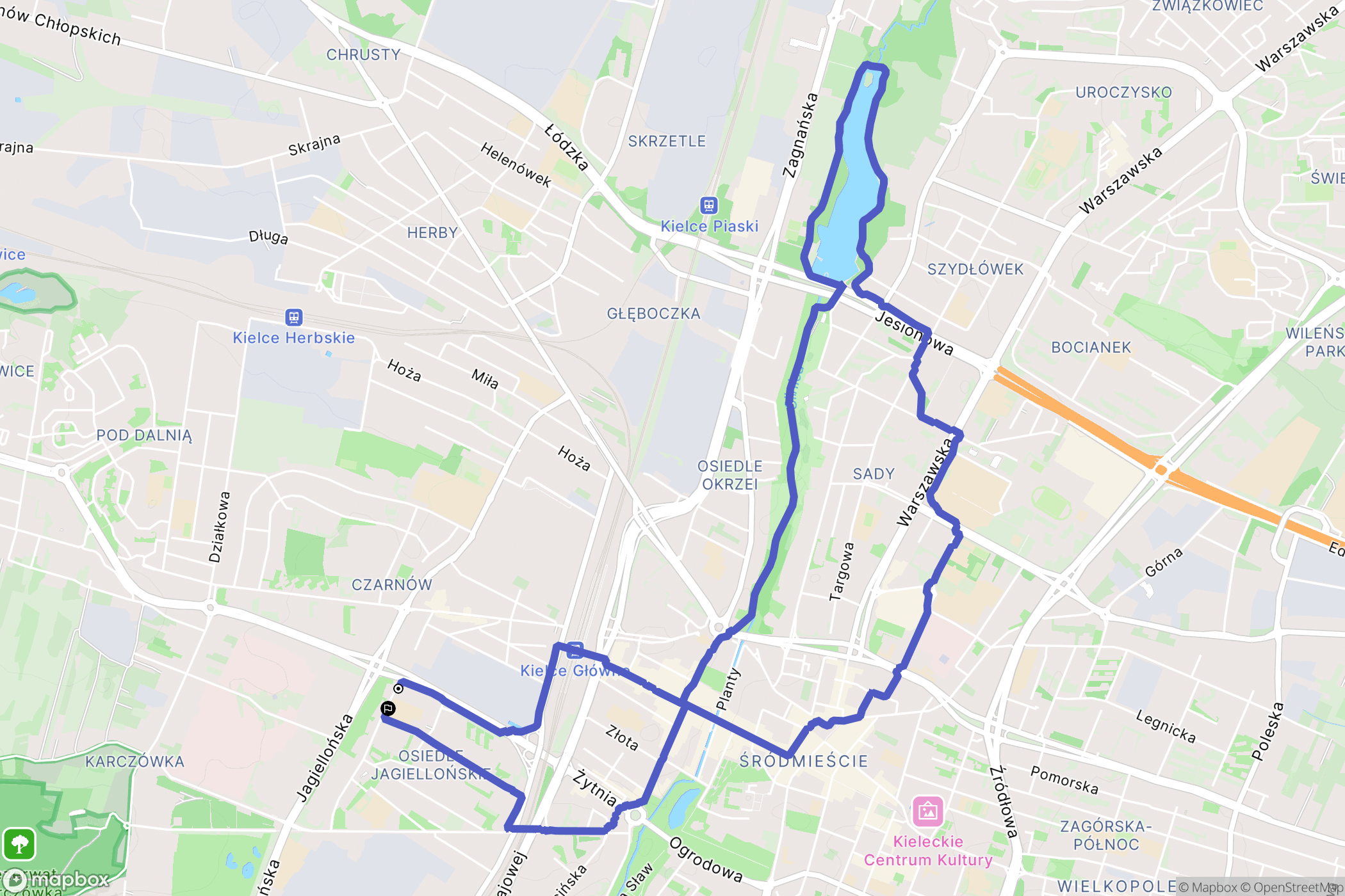 Kielce: mapa trasy - Poland