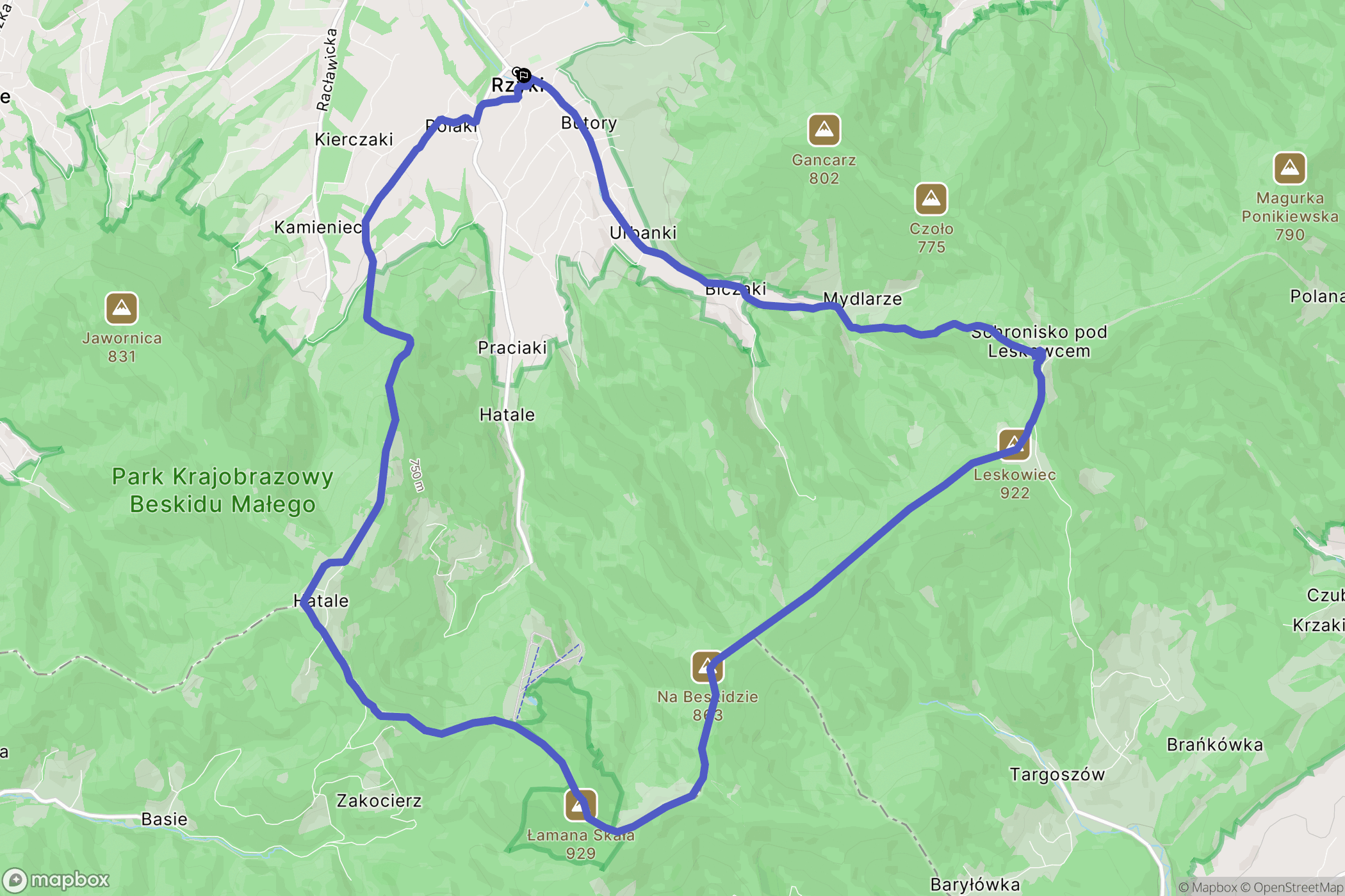 Rzyki: mapa trasy - Poland