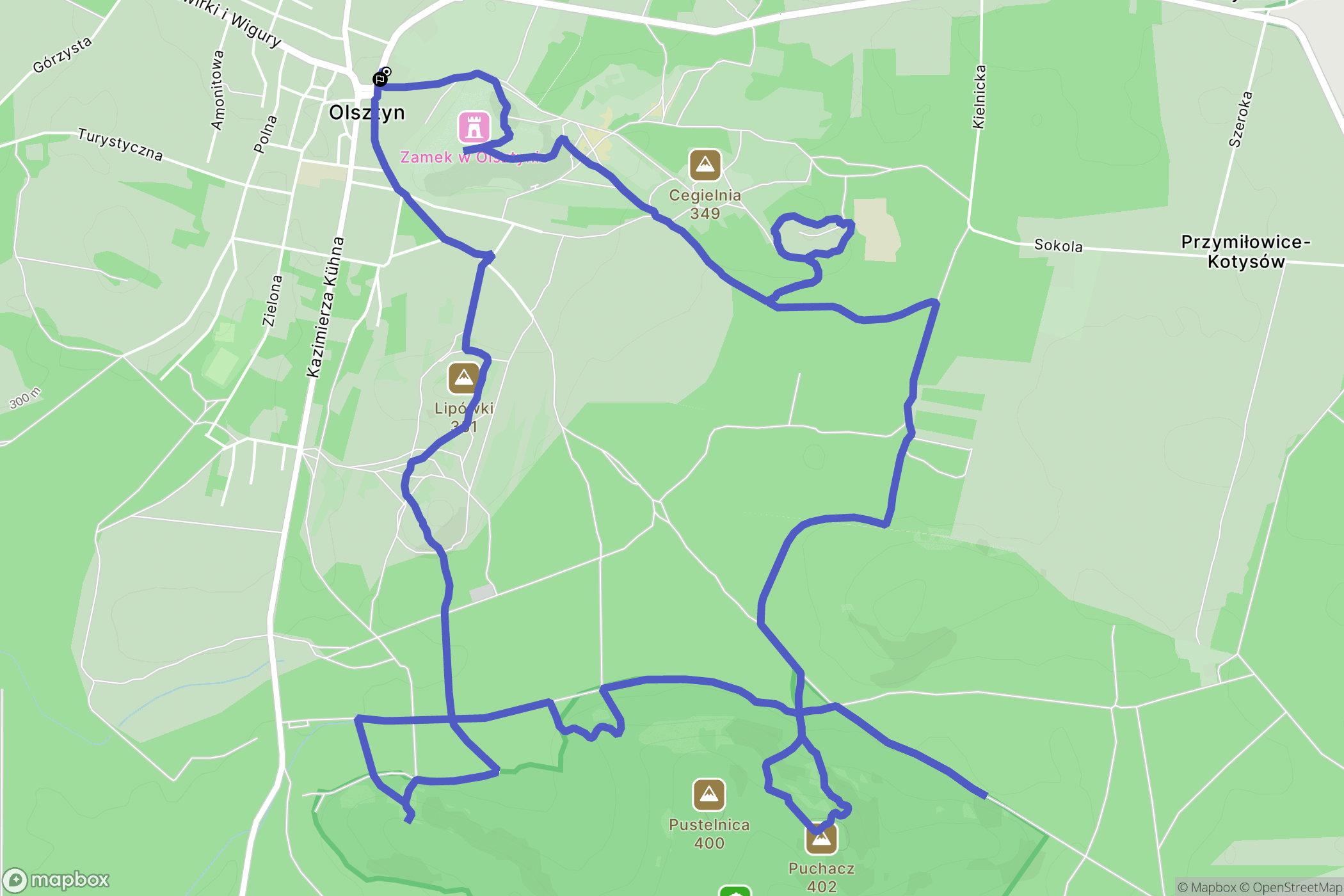 Olsztyn: mapa trasy - Poland