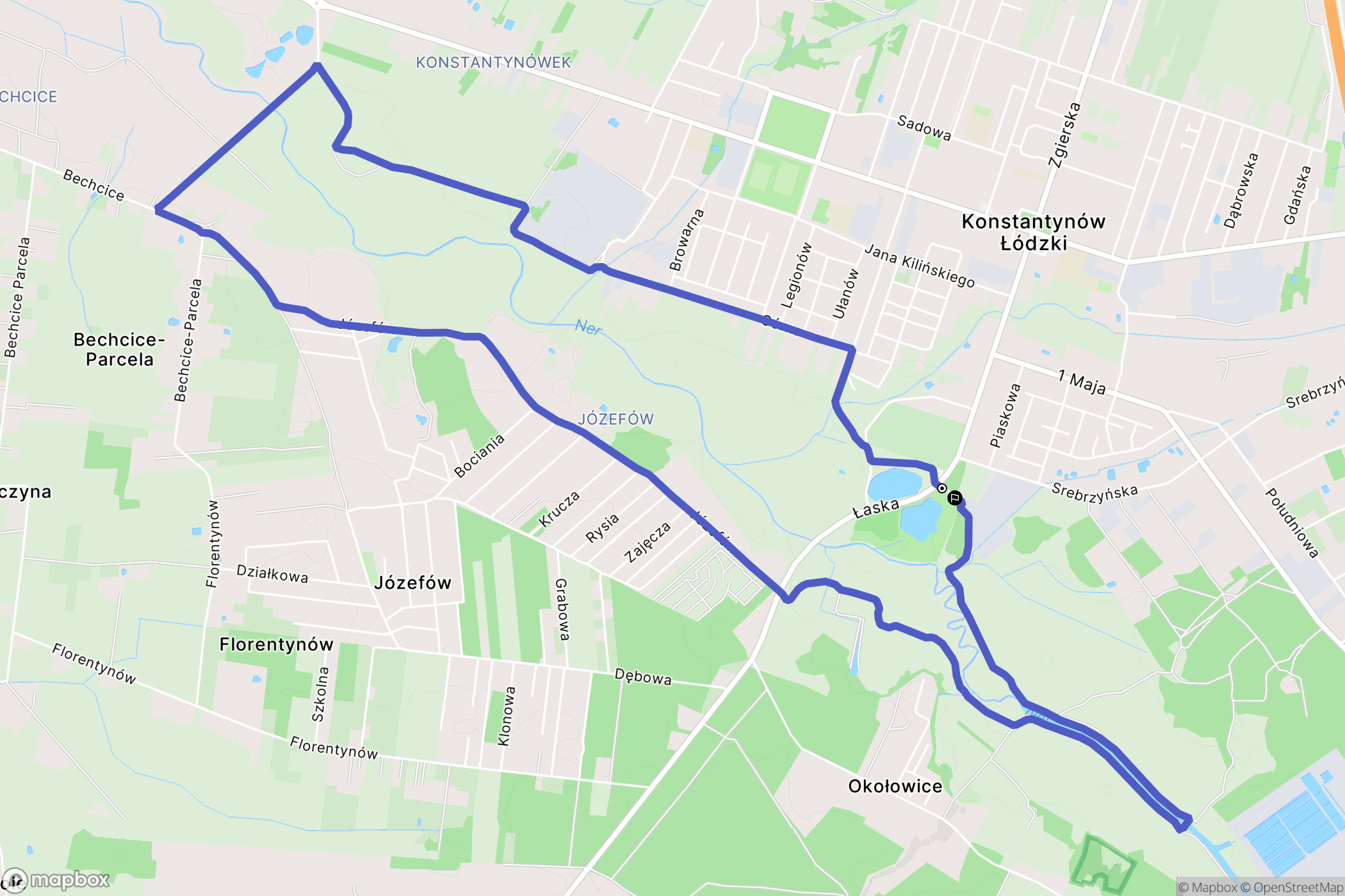 Konstantynów Łódzki: mapa trasy - Poland