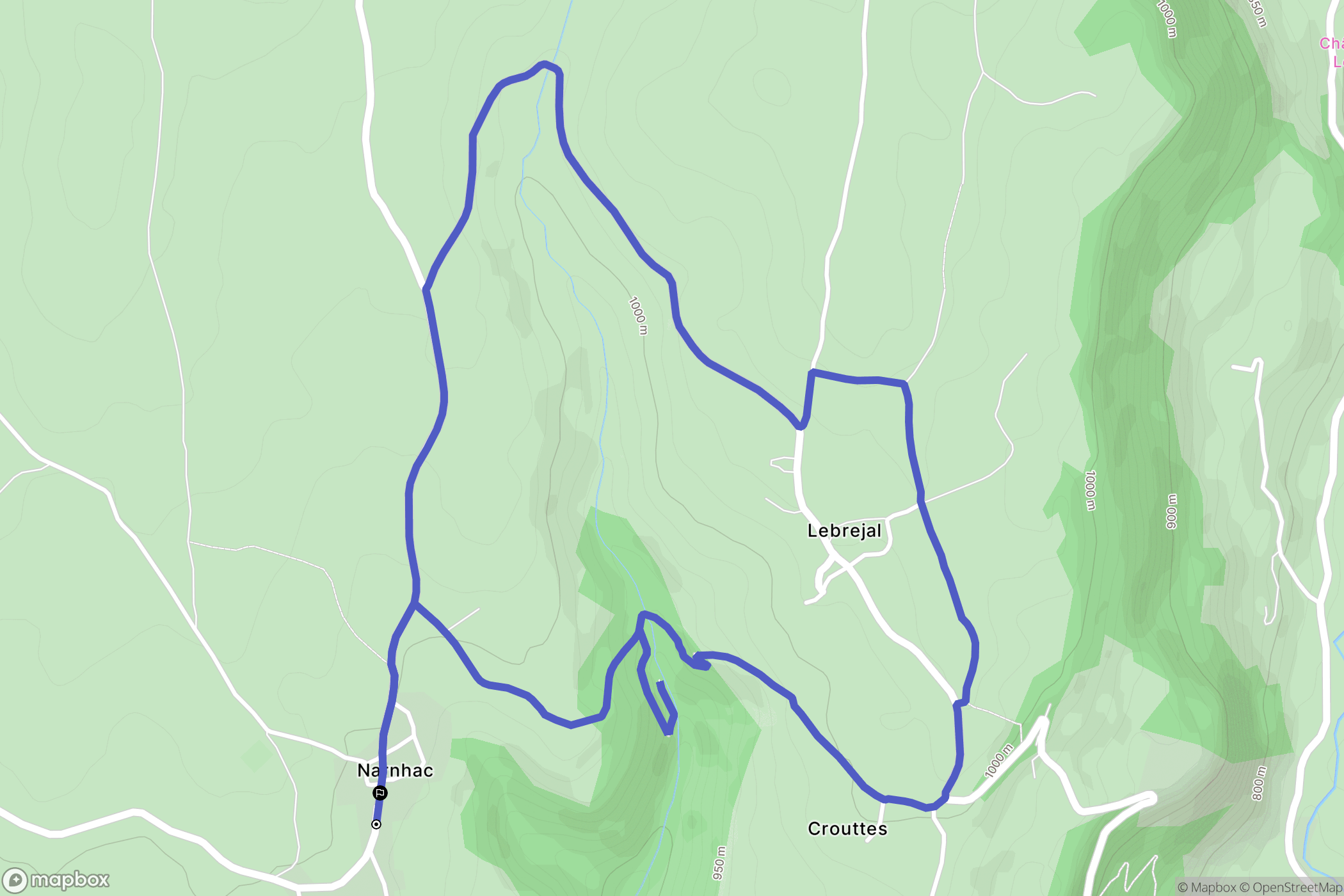 Narnhac : carte du parcours de randonnée - France