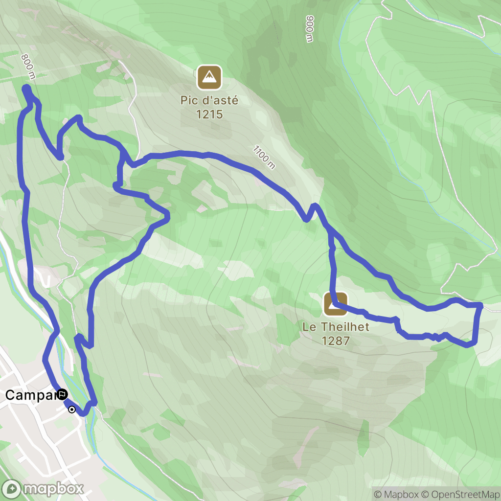 Campan : carte du parcours de randonnée - France