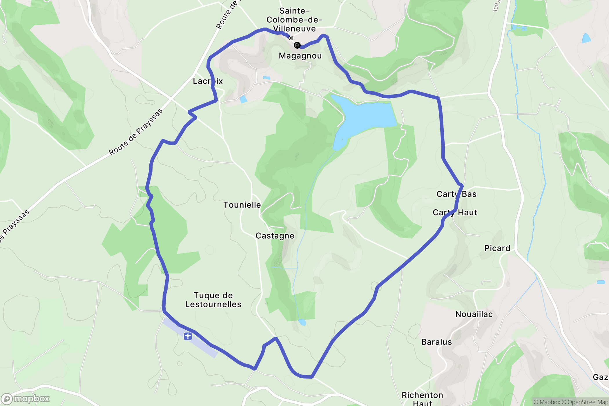 Sainte-Colombe-de-Villeneuve : carte du parcours de randonnée - France
