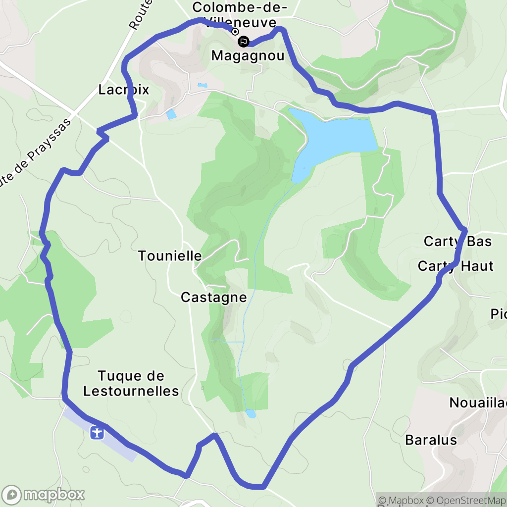 Sainte-Colombe-de-Villeneuve : carte du parcours de randonnée - France