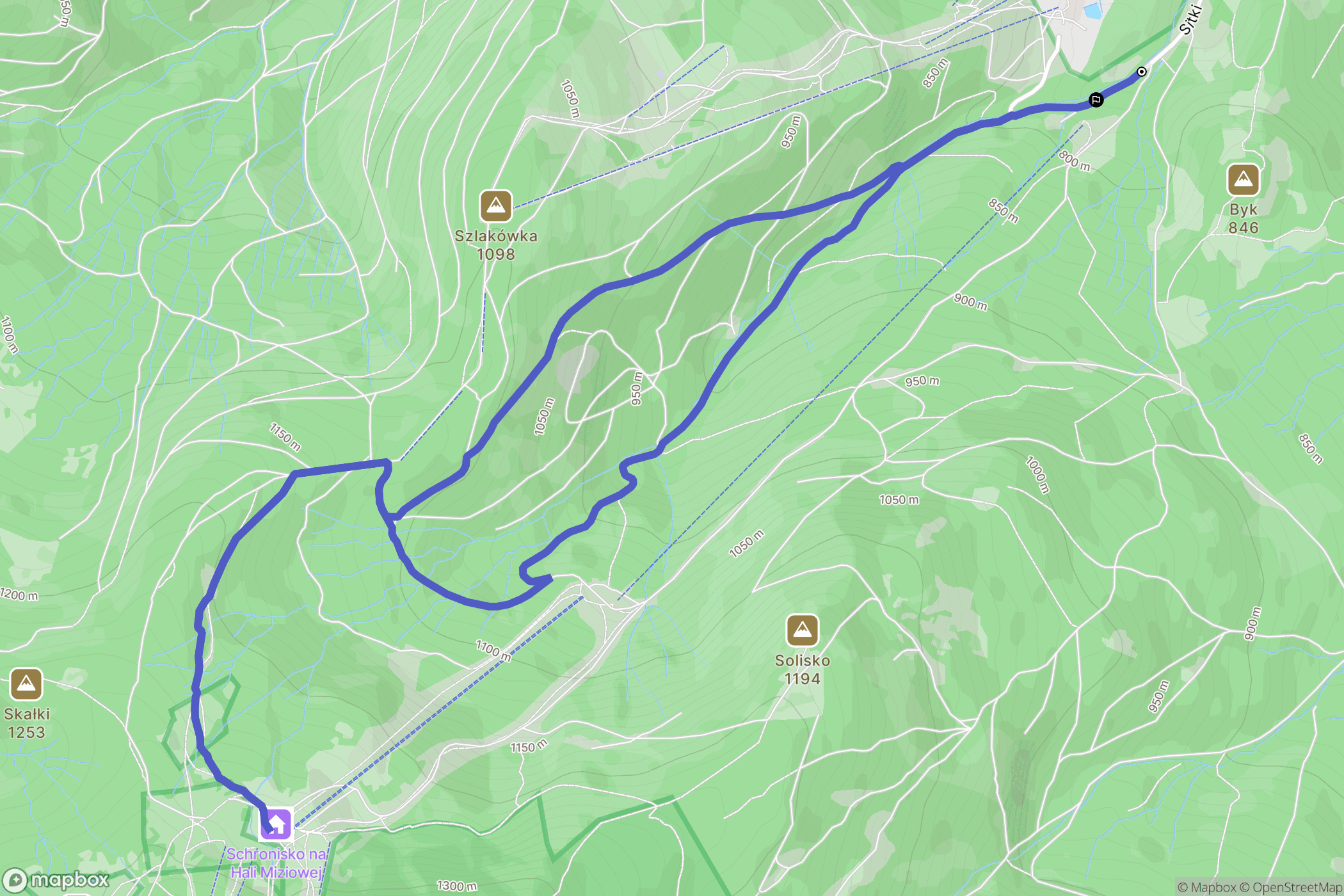 Korbielów: mapa trasy - Poland