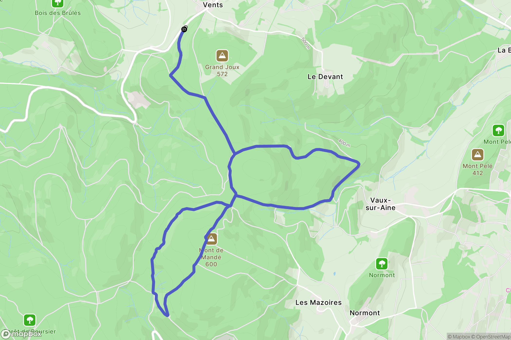 Donzy-le-Pertuis : carte du parcours de randonnée - France