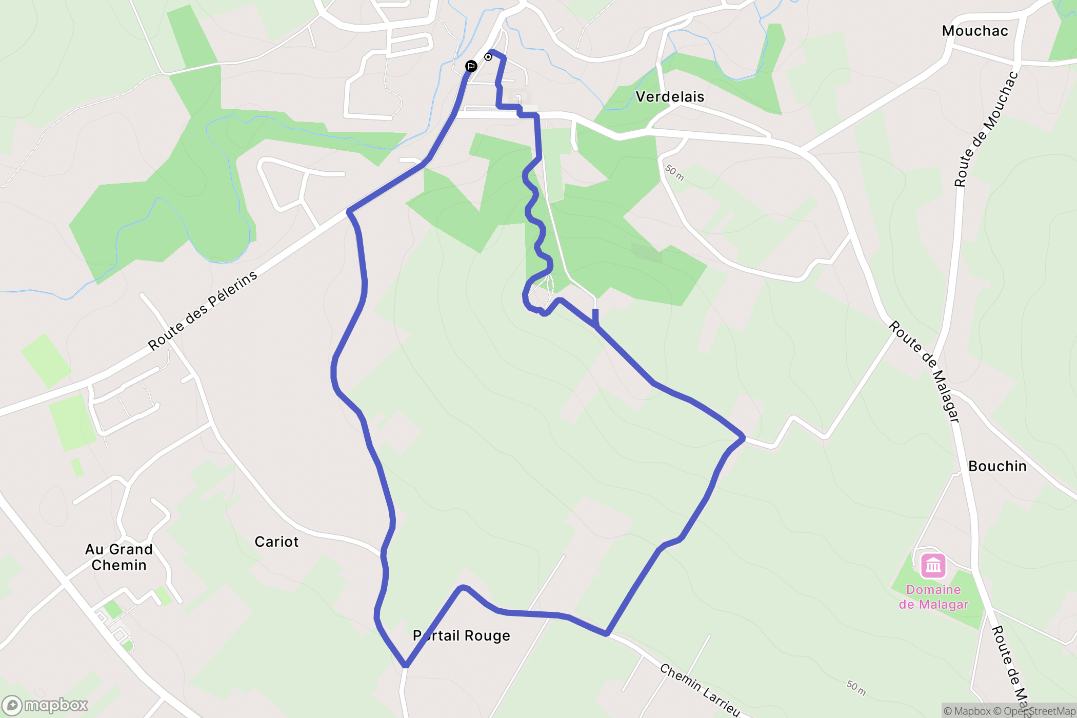 Verdelais : carte du parcours de randonnée - France