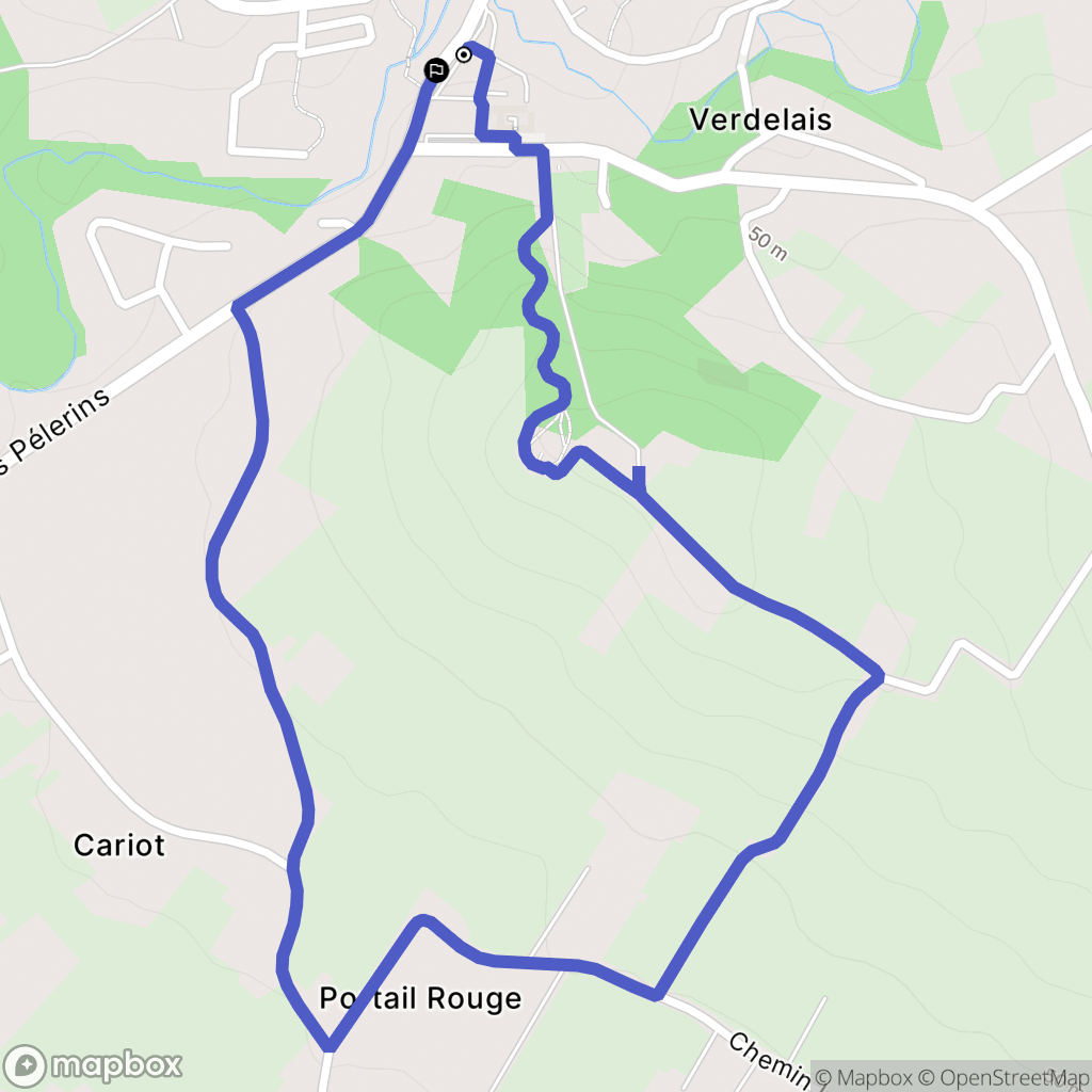 Verdelais : carte du parcours de randonnée - France