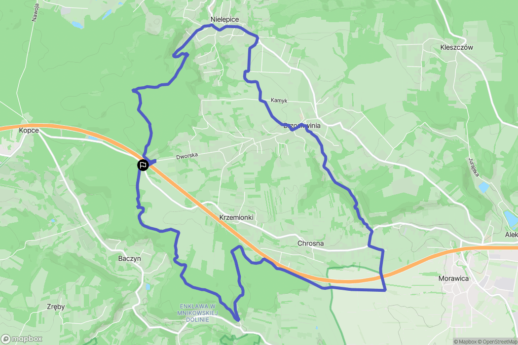 Mników: mapa trasy - Poland