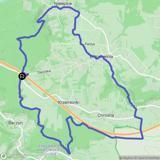 Mników: mapa trasy - Poland