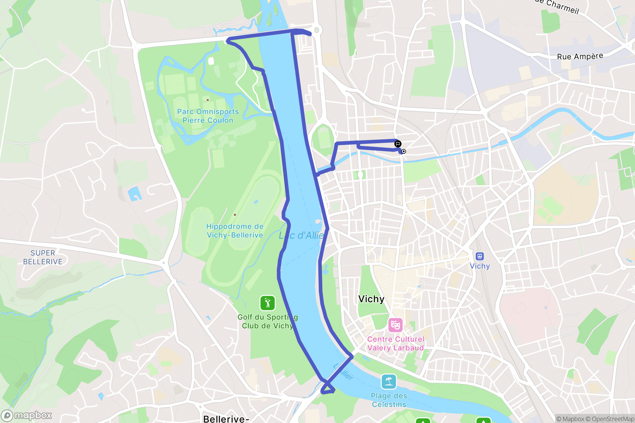 Vichy : carte du parcours de randonnée - France