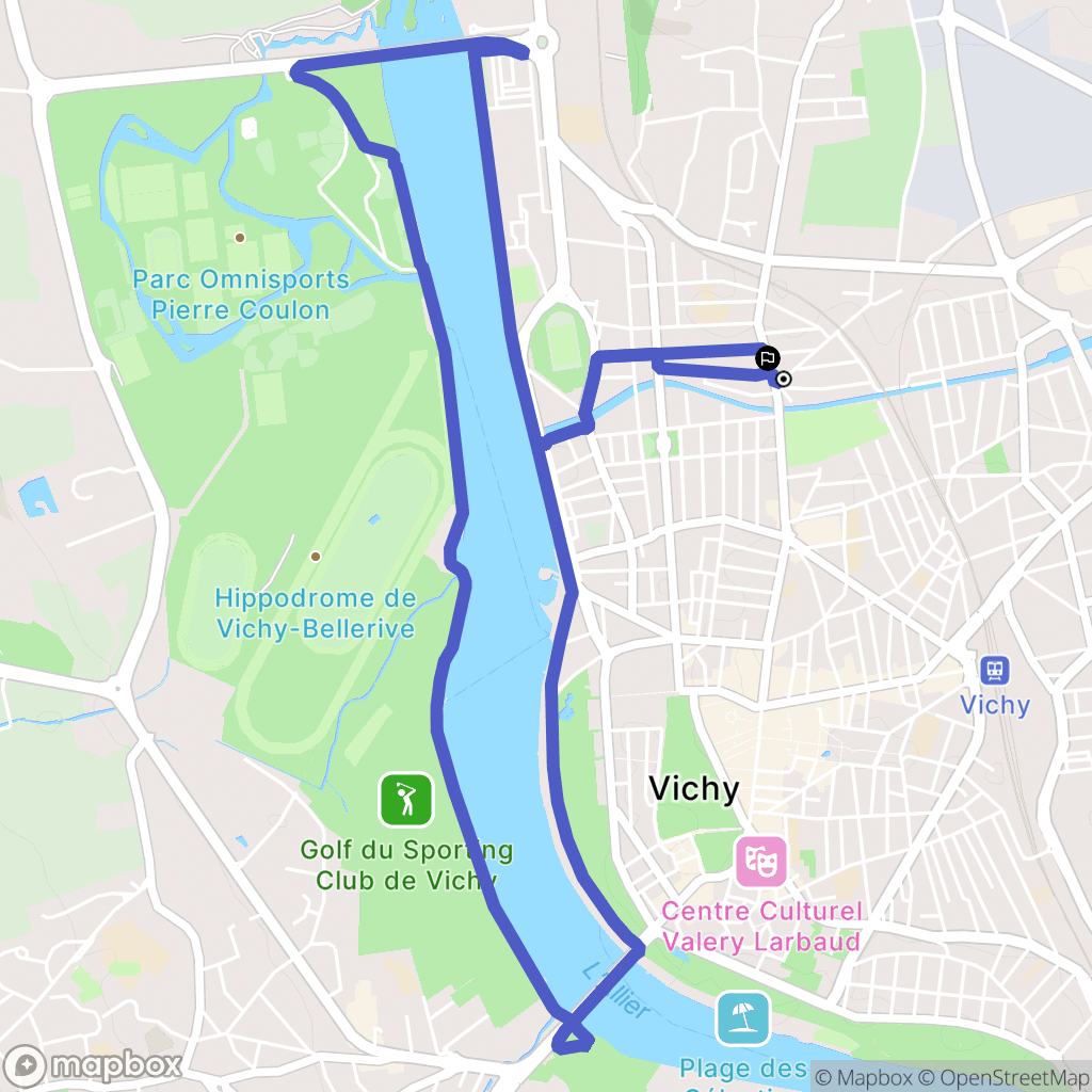 Vichy : carte du parcours de randonnée - France