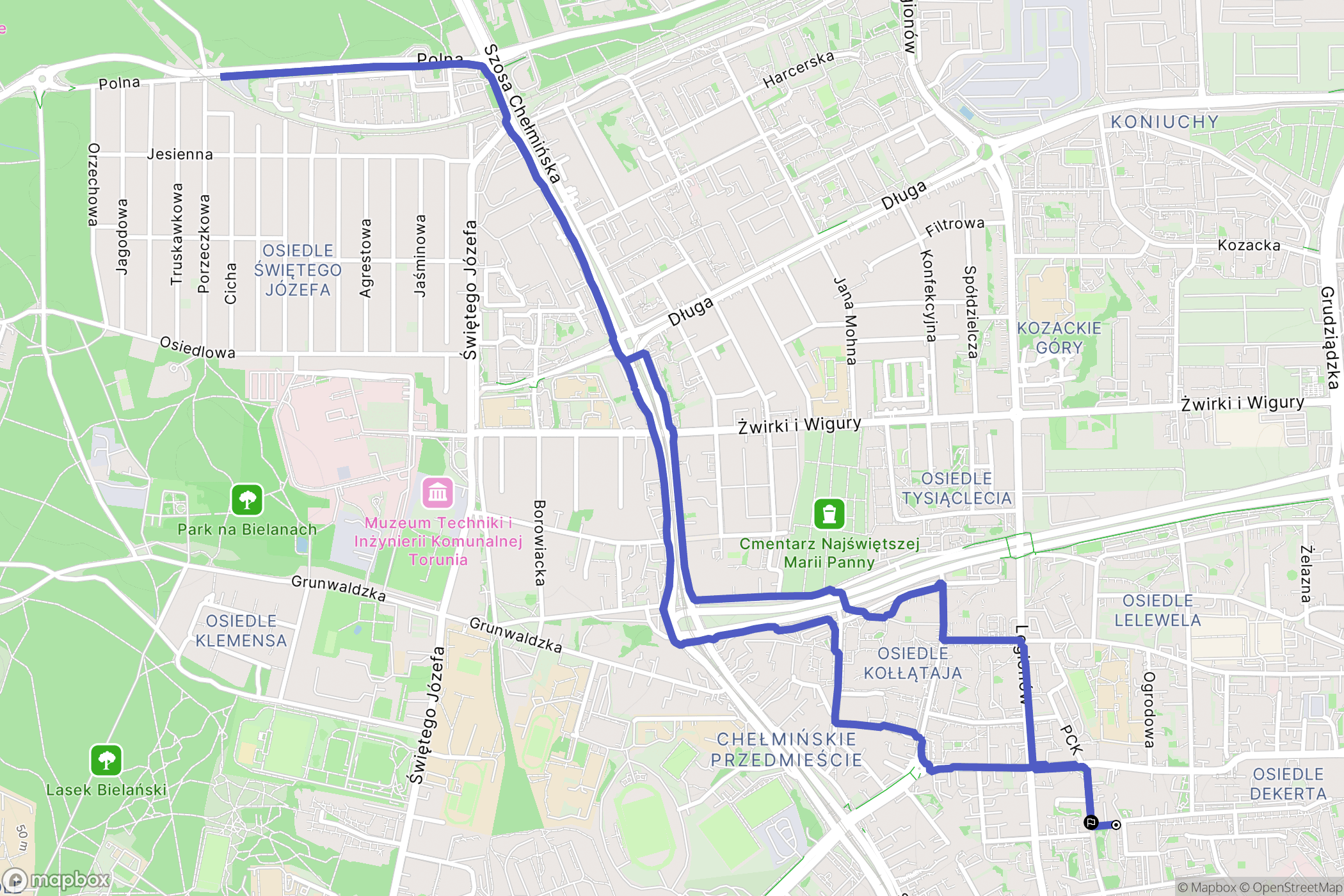 Toruń: mapa trasy - Poland