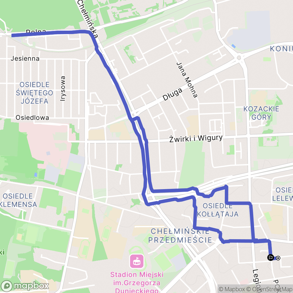 Toruń: mapa trasy - Poland
