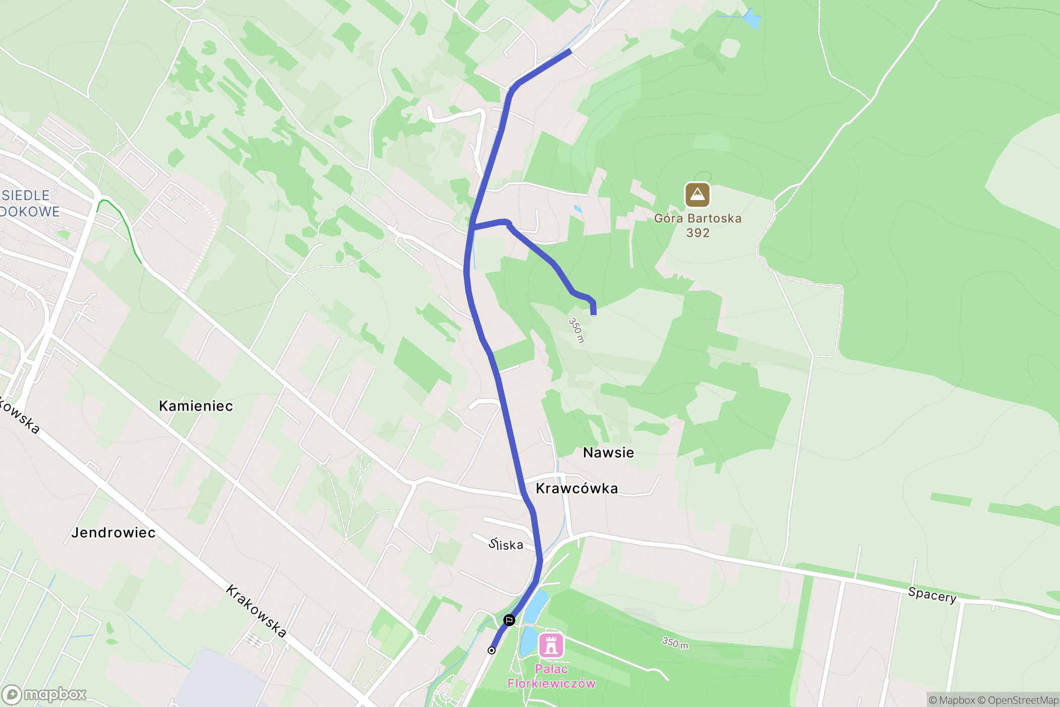 Młoszowa: mapa trasy - Poland