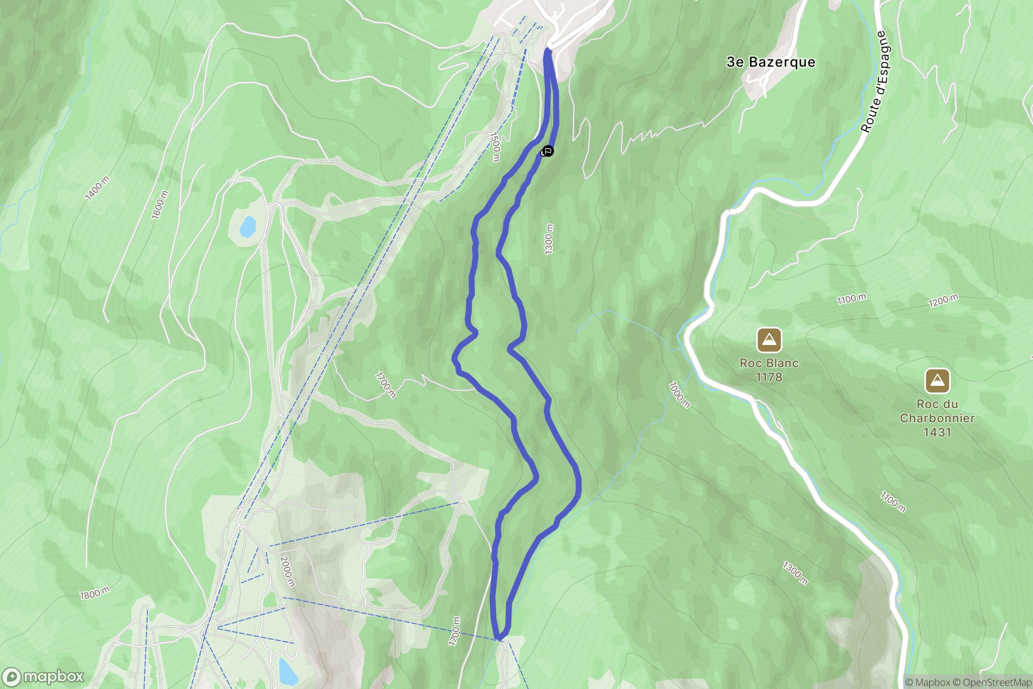 Ax-les-Thermes : carte du parcours de randonnée - France