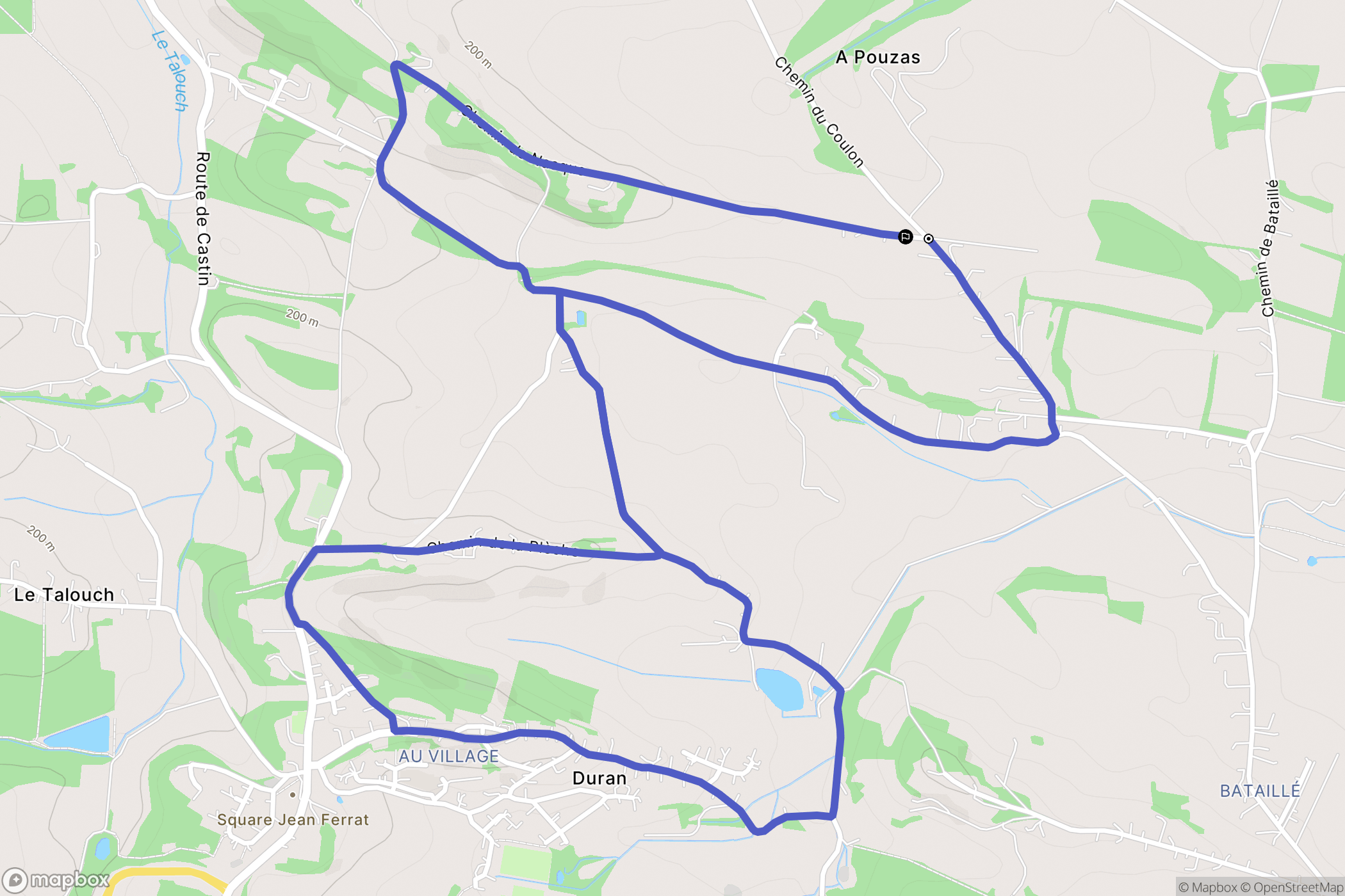 Duran : carte du parcours de randonnée - France