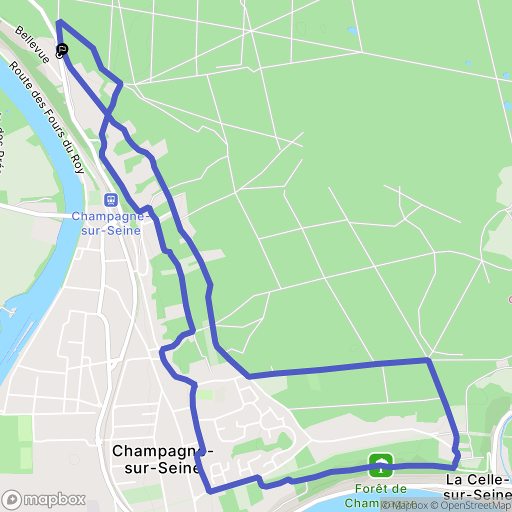 Champagne-sur-Seine : carte du parcours de randonnée - France