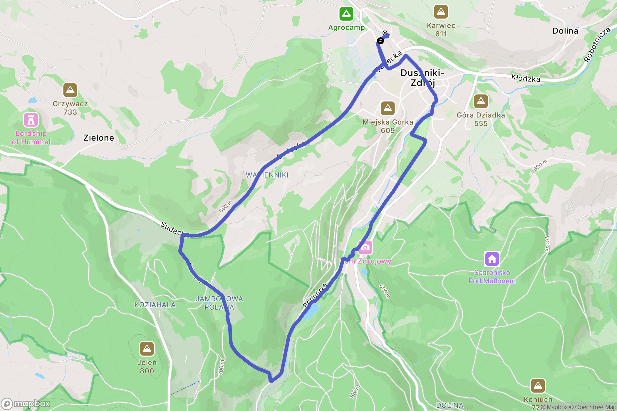 Duszniki-Zdrój: mapa trasy - Poland