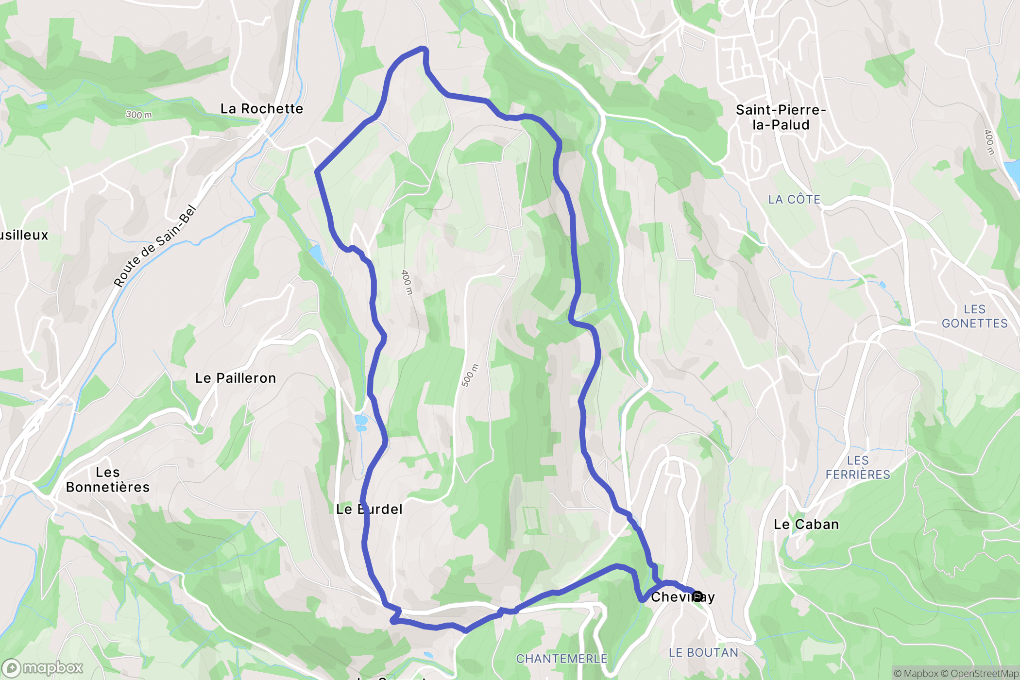 Chevinay : carte du parcours de randonnée - France