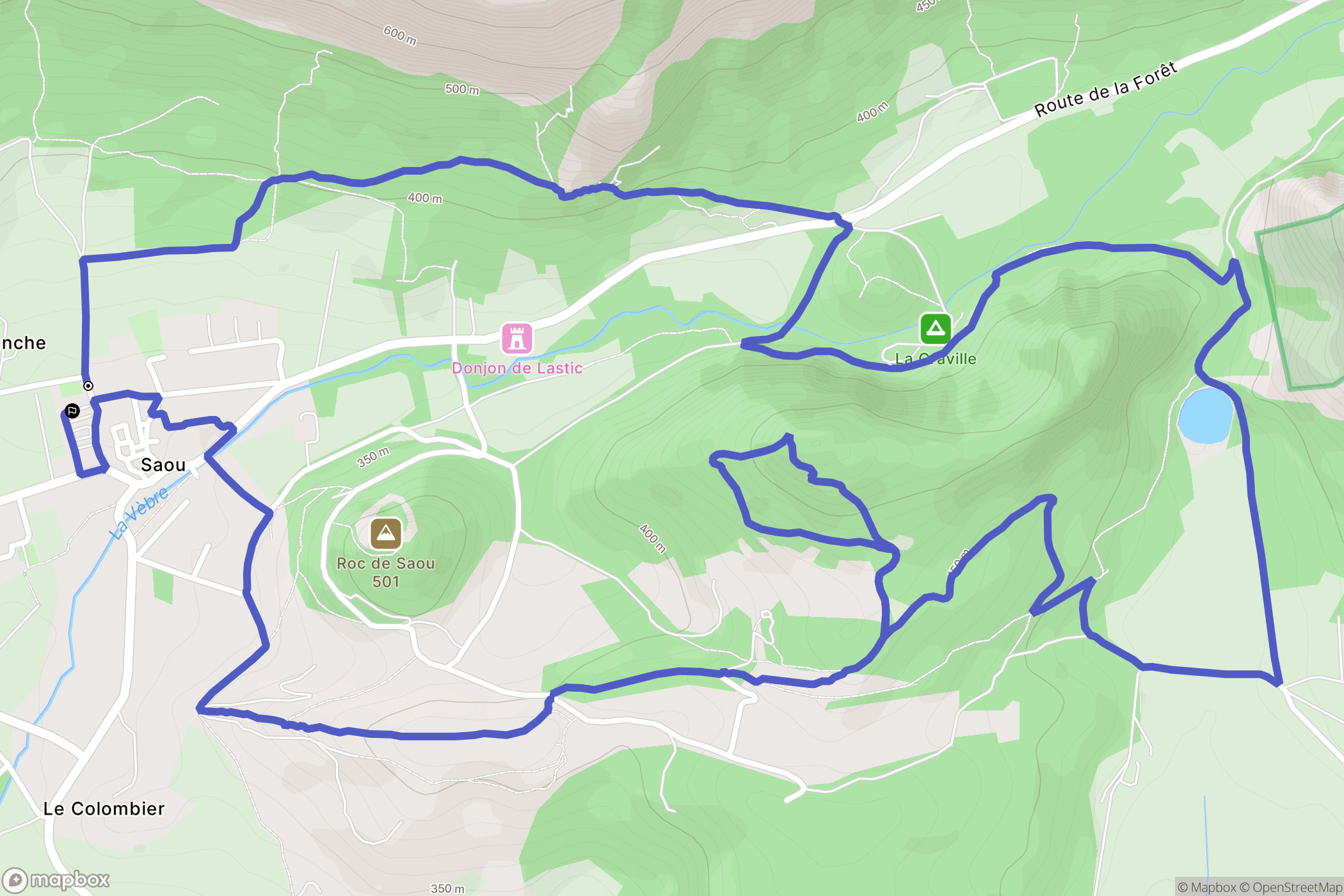 Saou : carte du parcours de randonnée - France