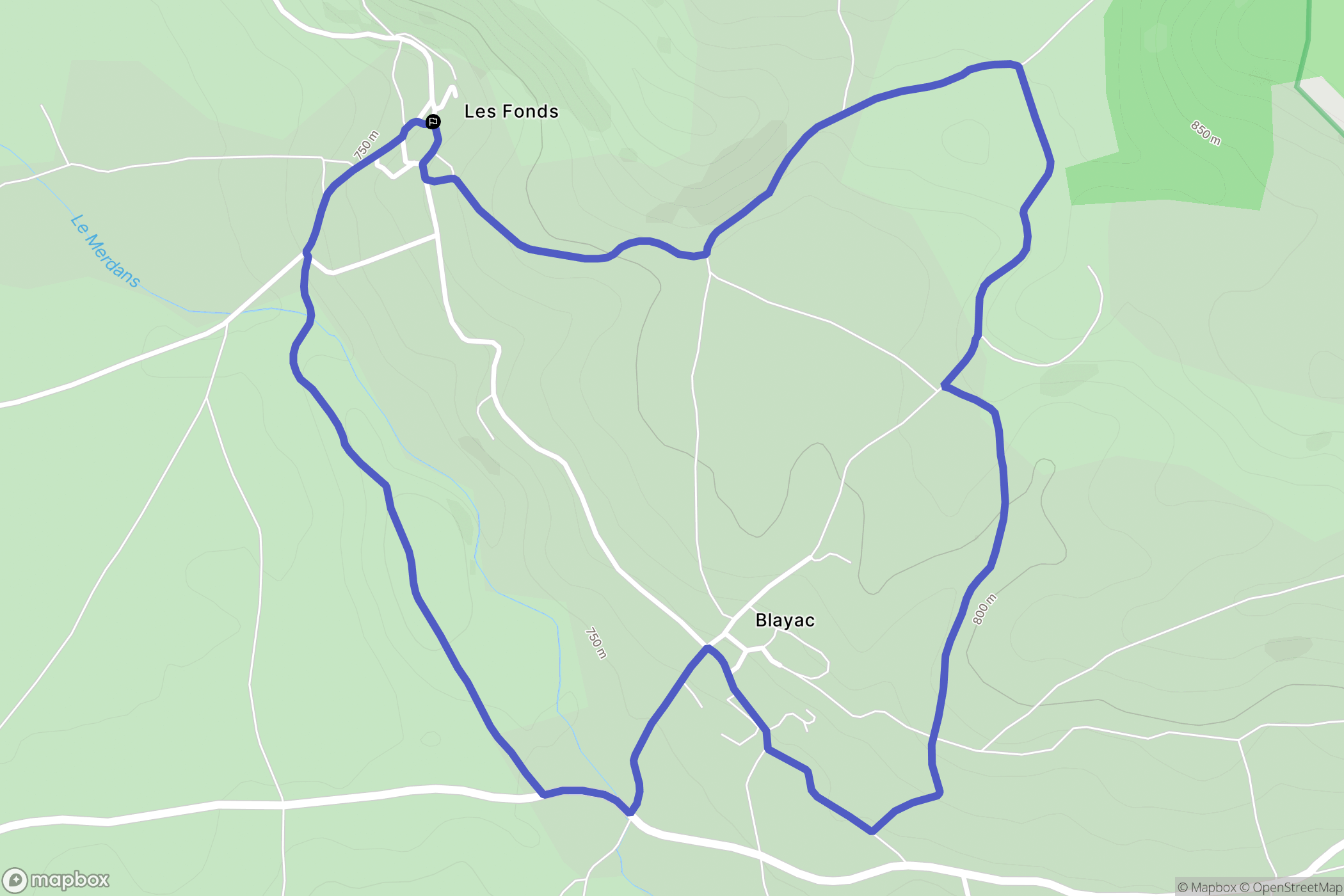 Sévérac-d'Aveyron : carte du parcours de randonnée - France