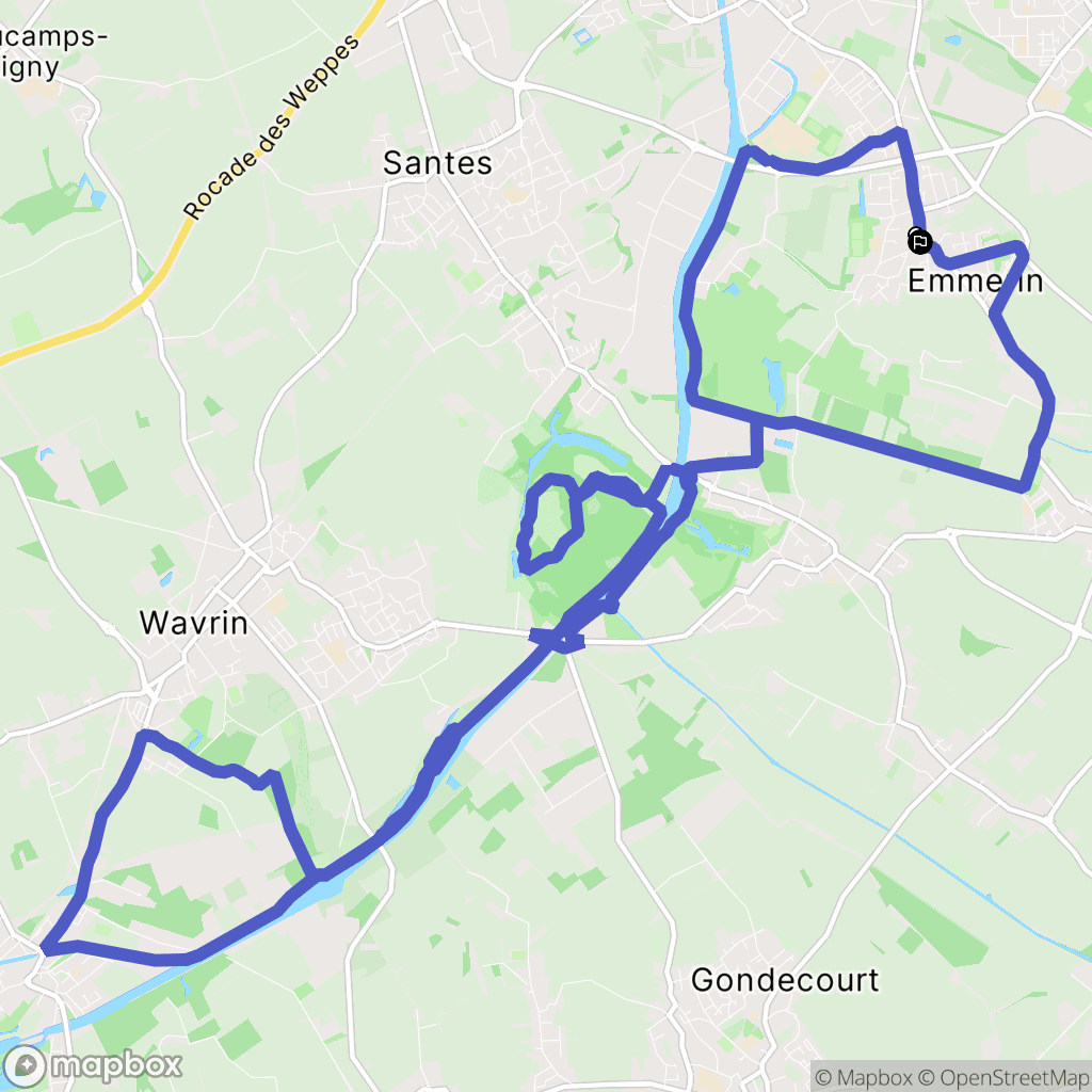 Emmerin : carte du parcours de randonnée - France