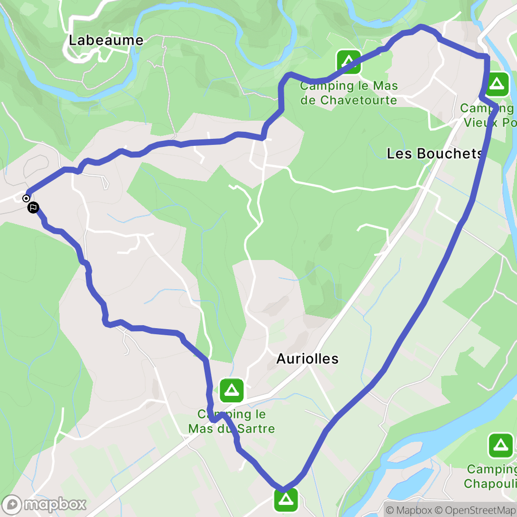 Saint-Alban-Auriolles : carte du parcours de randonnée - France