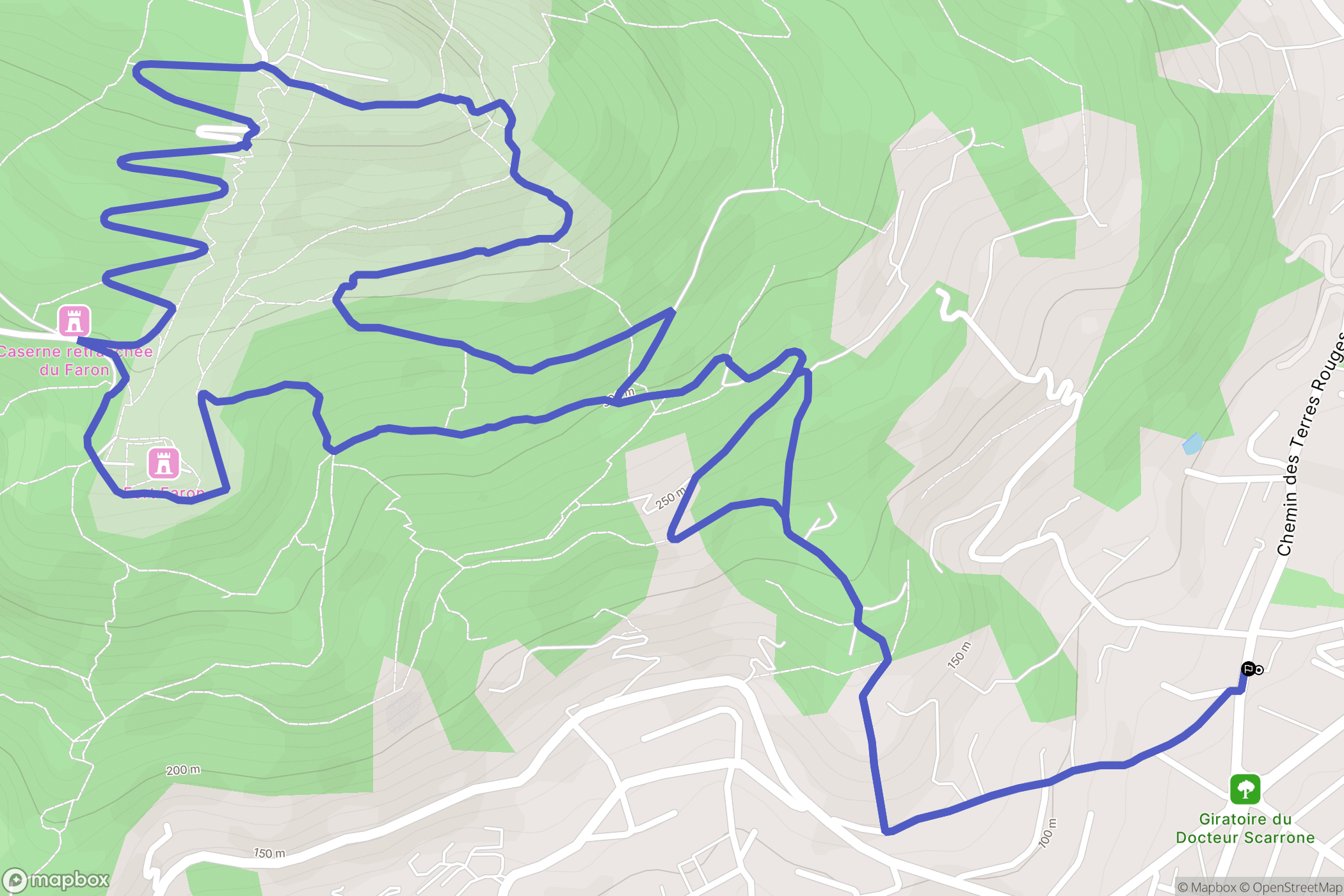 La Valette-du-Var : carte du parcours de randonnée - France