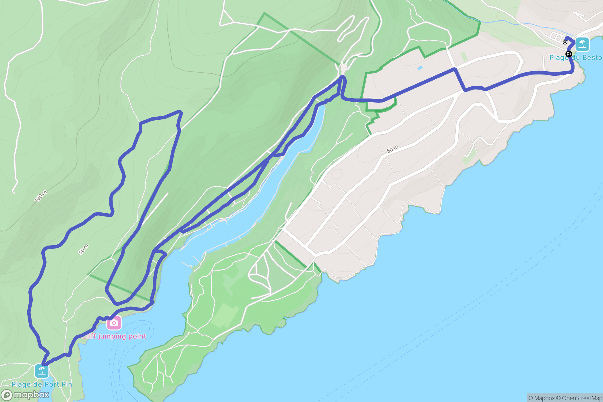 Cassis : carte du parcours de randonnée - France