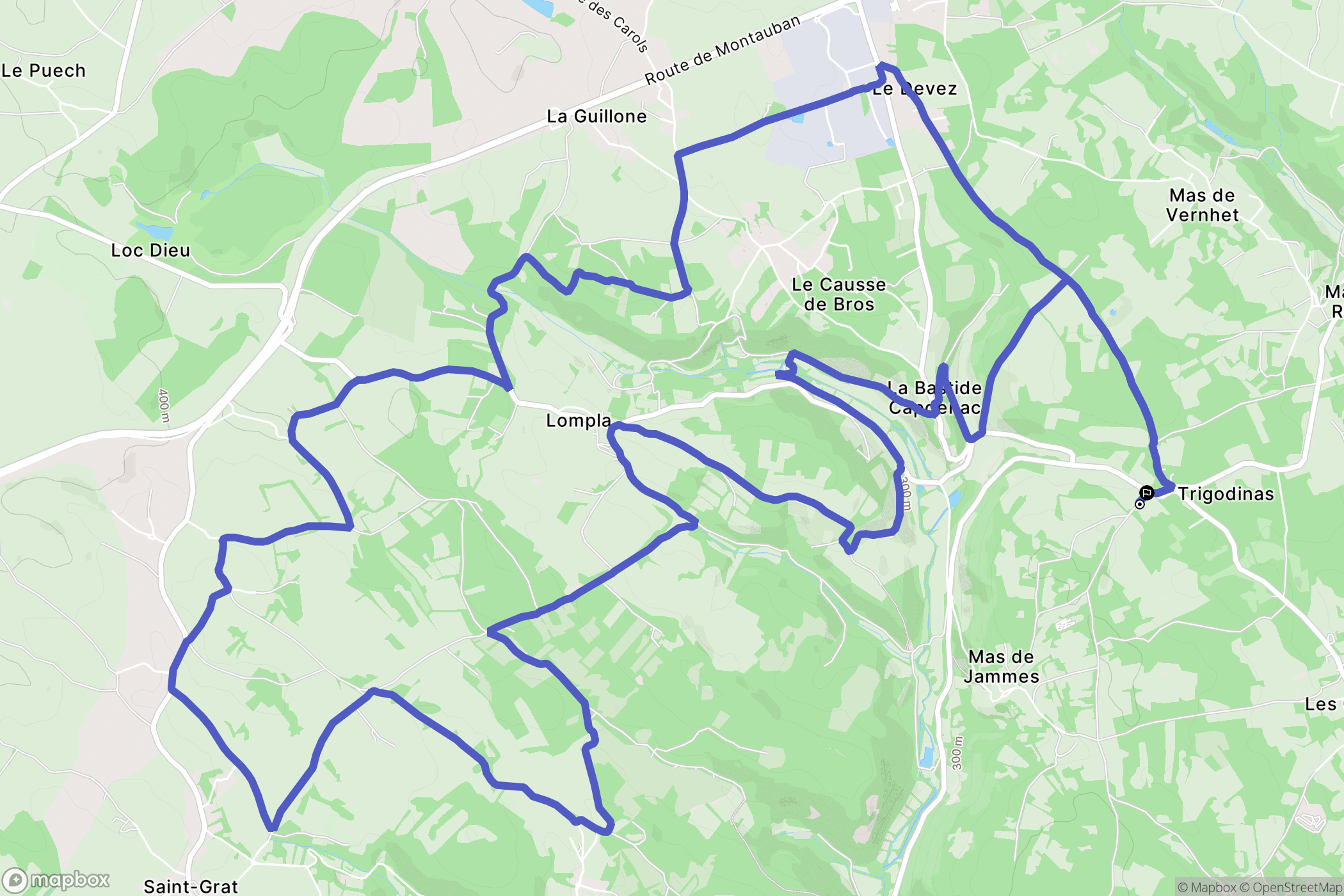 La Rouquette : carte du parcours de randonnée - France